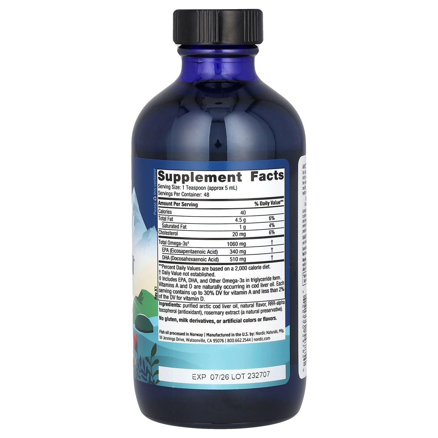 Nordic Naturals, Arctic Cod Liver Oil, Orange, 1,060 mg, 8 fl oz (237 ml) - Image 2