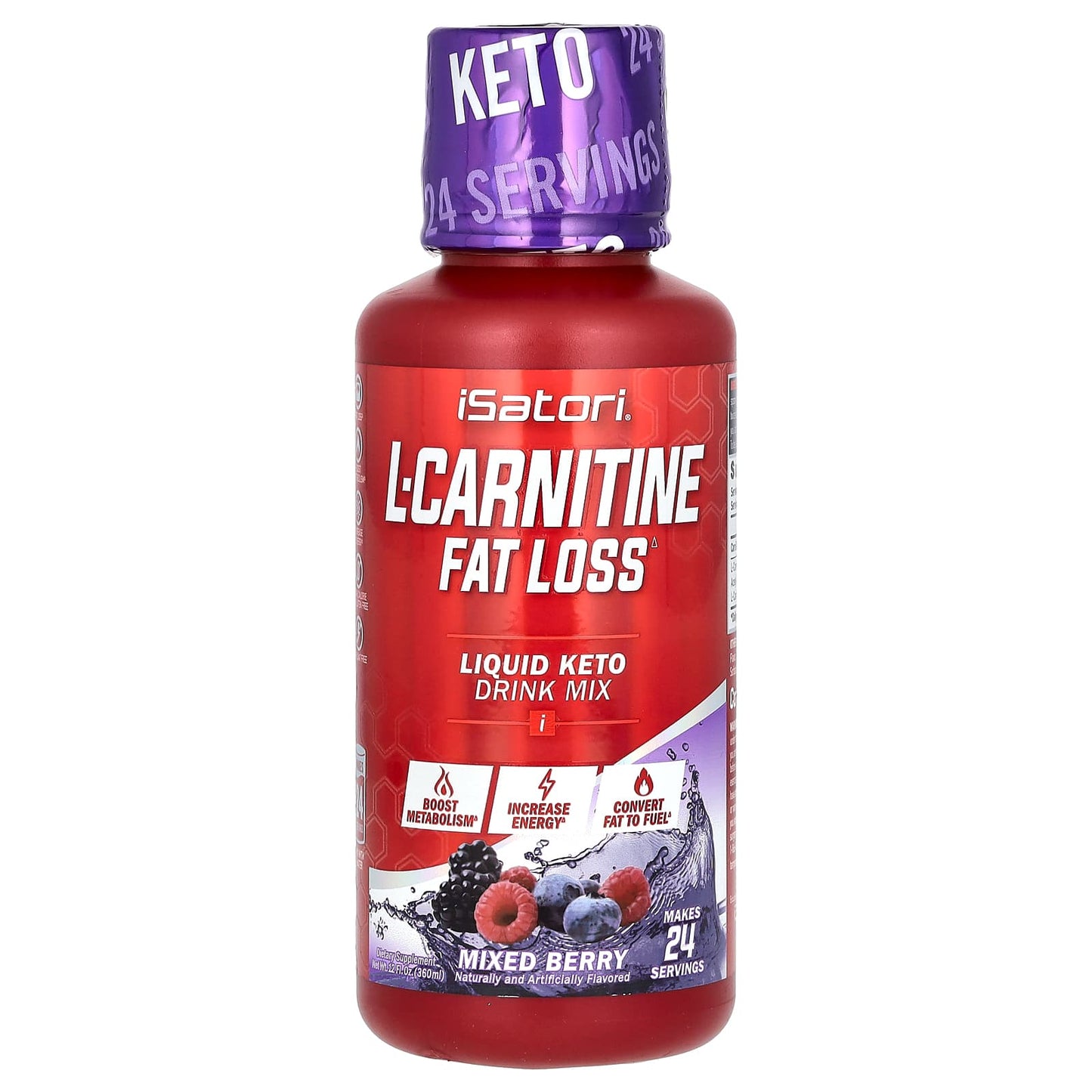 Isatori L-Carnitine Fat Loss Supplement for Men & Women - 12 fl oz - Image 1