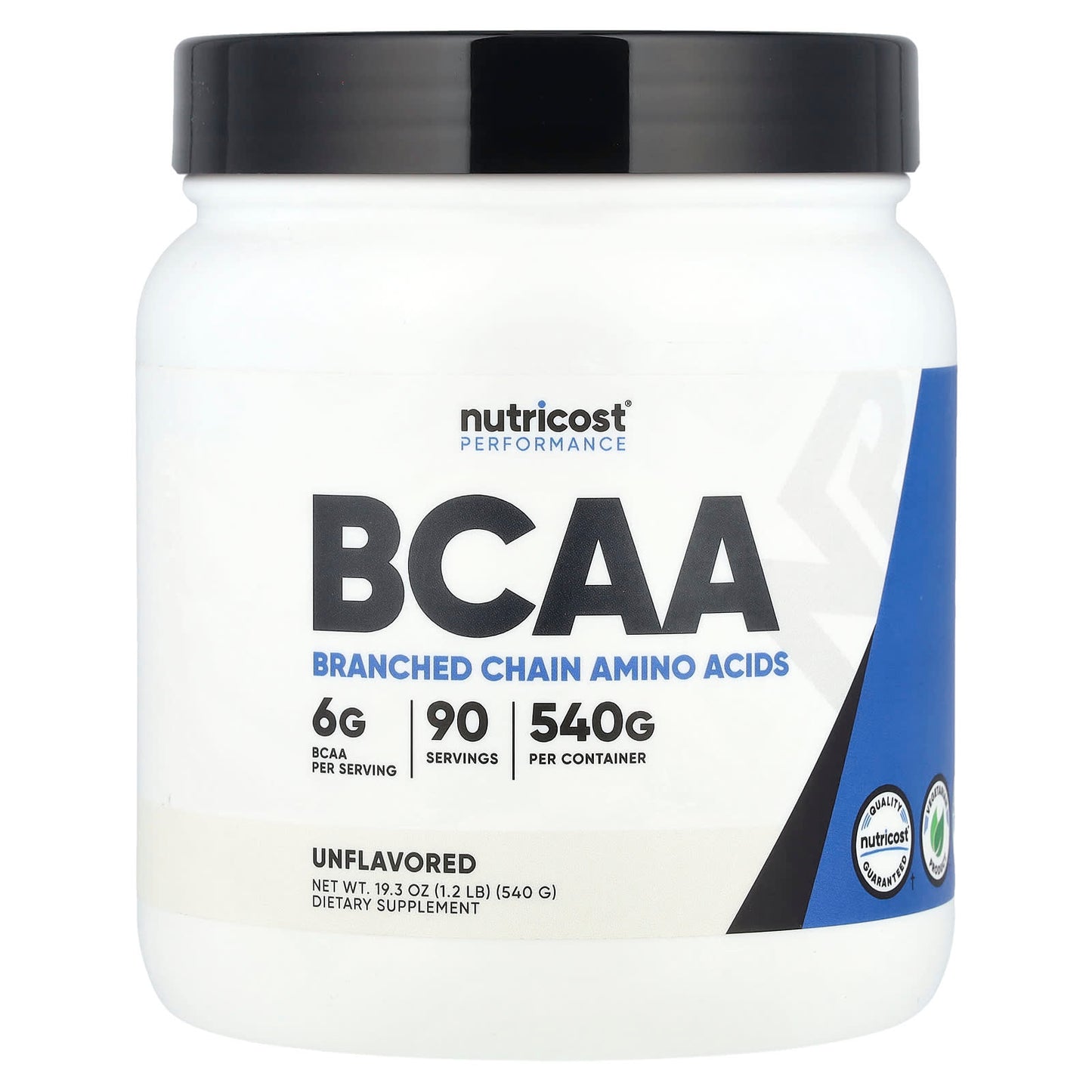 Nutricost, Performance, BCAA, Unflavored, 1.2 lb (540 g) - Image 1