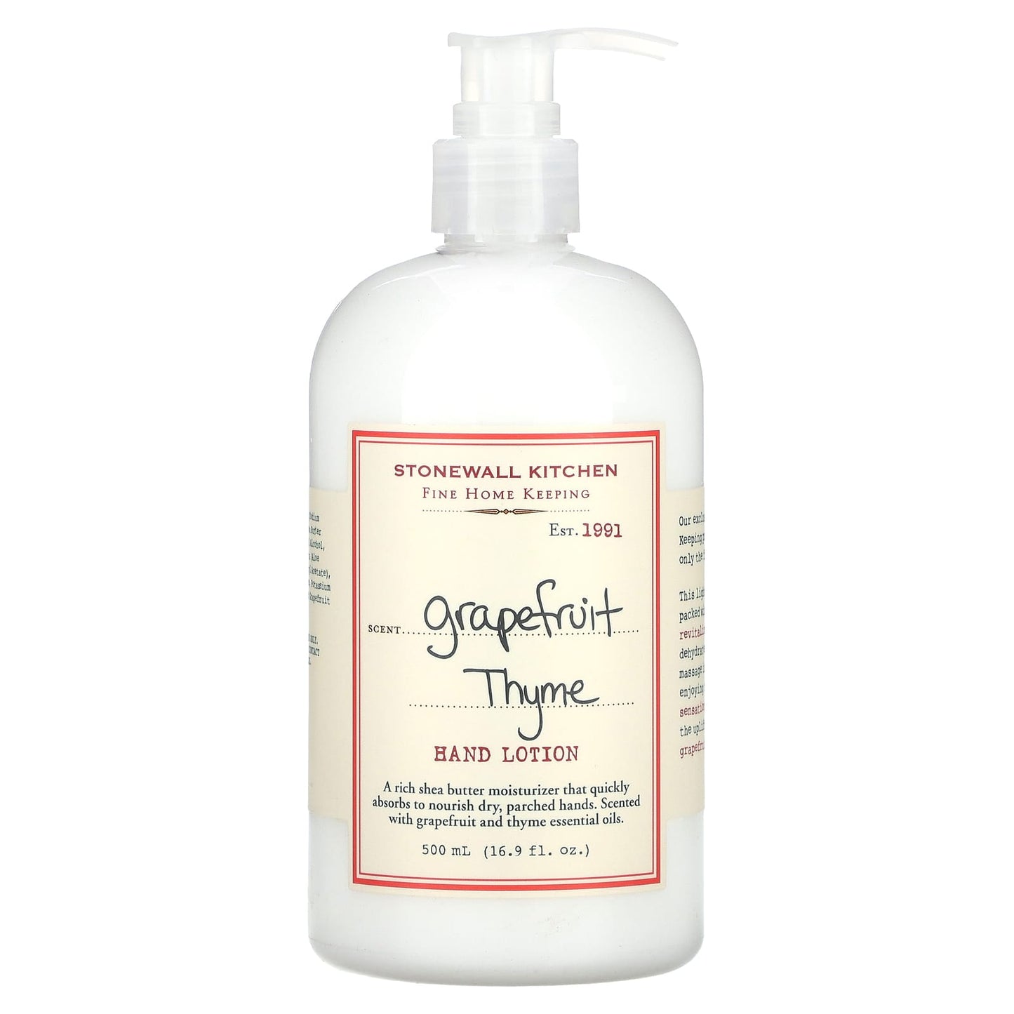 Stonewall Kitchen, Hand Lotion, Grapefruit Thyme, 16.9 fl oz (500 ml) - Image 1
