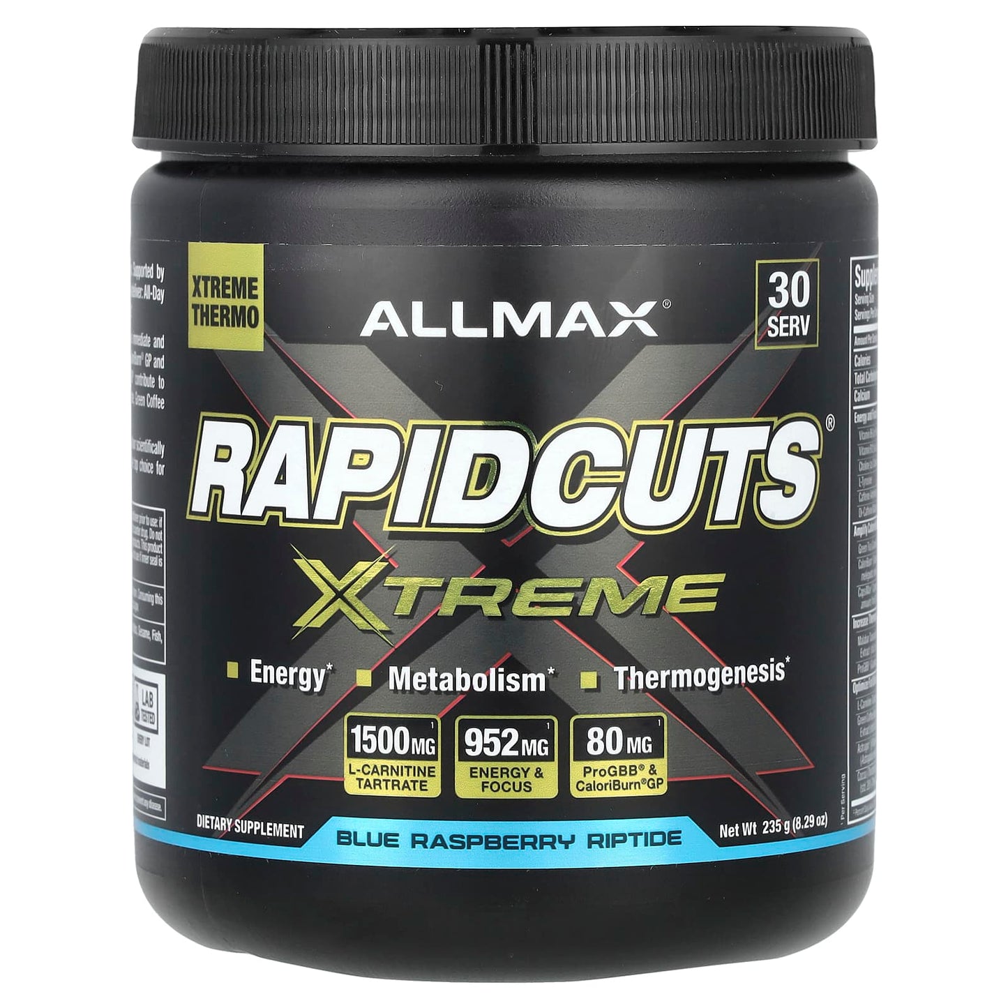 ALLMAX Rapidcuts Xtreme Fat Loss Supplement, Blue Raspberry Riptide, 8.29 oz - Image 1