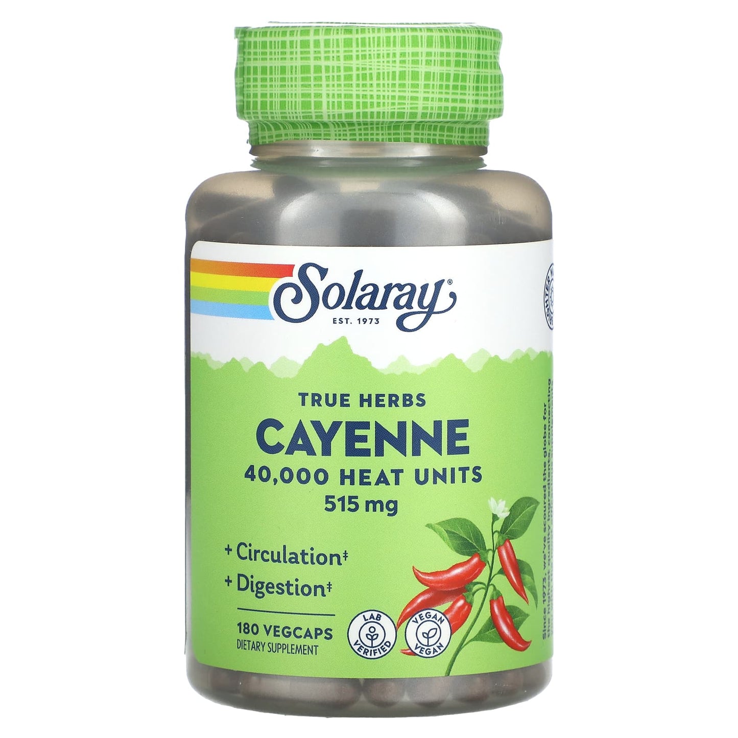 Solaray, True Herbs, Cayenne, 515 mg, 180 VegCaps - Image 1