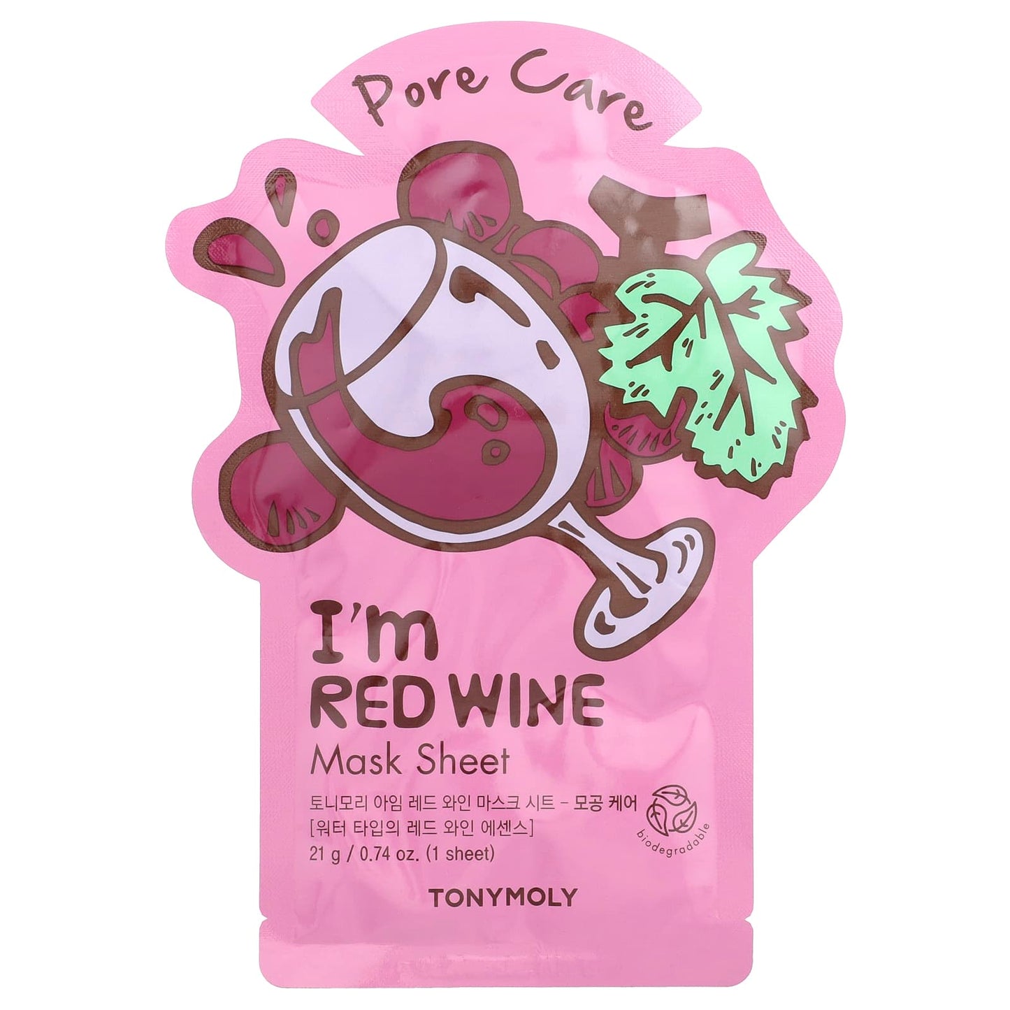 TonyMoly, I'm Red Wine, Pore Care Beauty Mask Sheet, 1 Sheet, 0.74 oz (21 g) - Image 1
