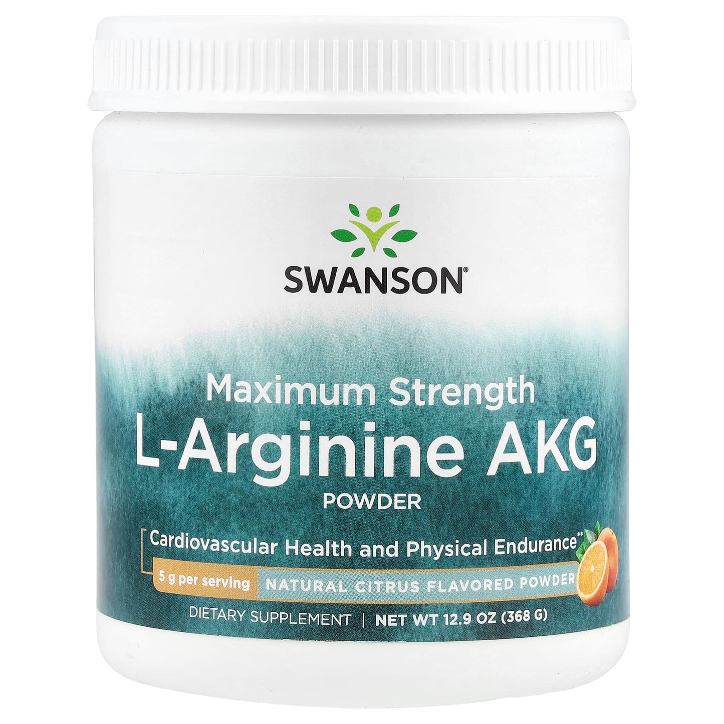 Swanson, Maximum Strength L-Arginine AKG Powder, Natural Citrus, 12.9 oz (368 g) - Image 1