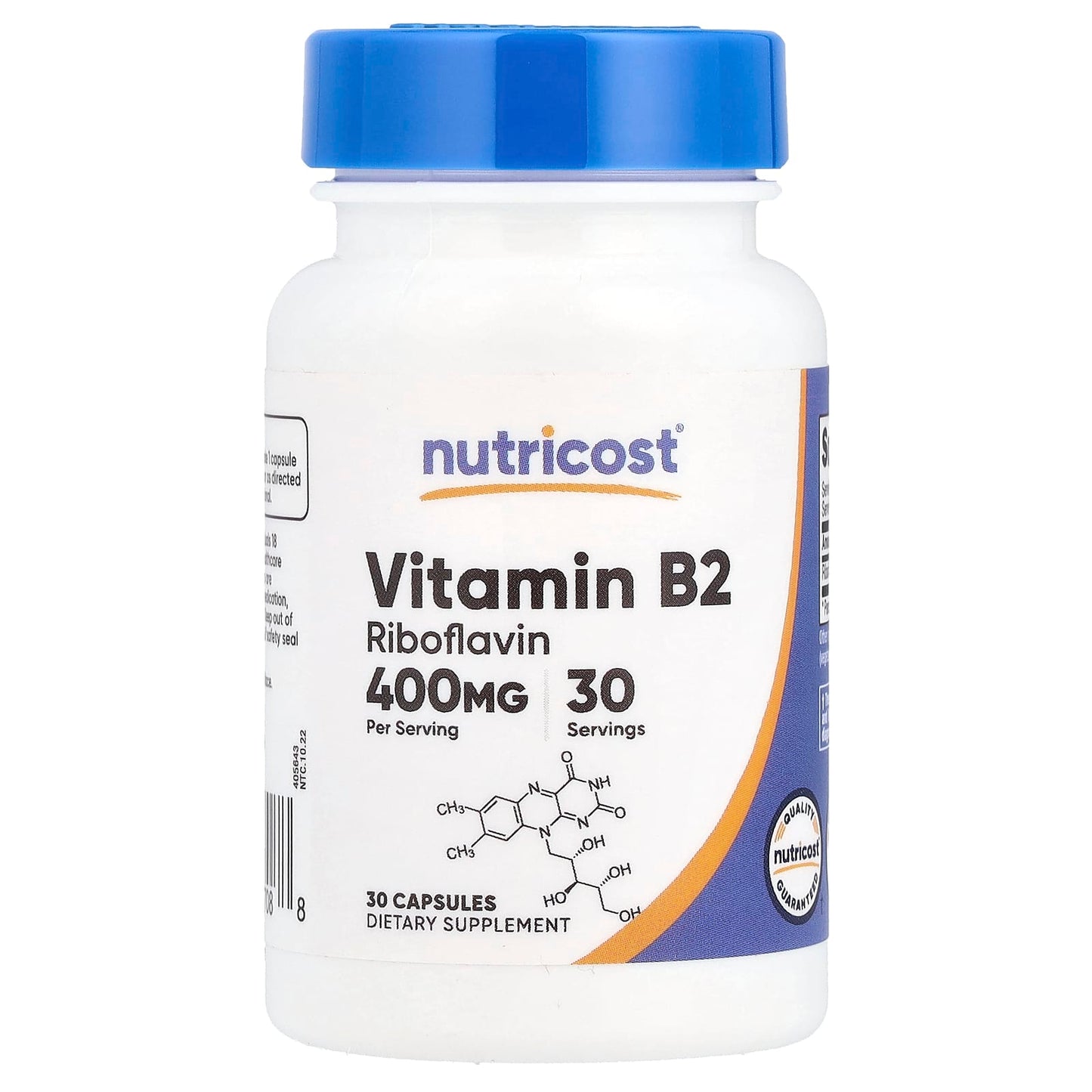 Nutricost, Vitamin B2, 400 mg, 30 Capsules - Image 1