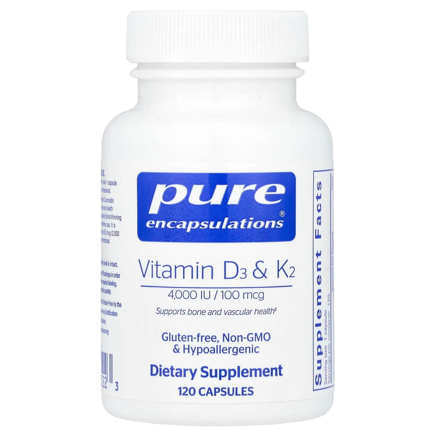 Pure Encapsulations, Vitamin D3 & K2, 120 Capsules - Image 1