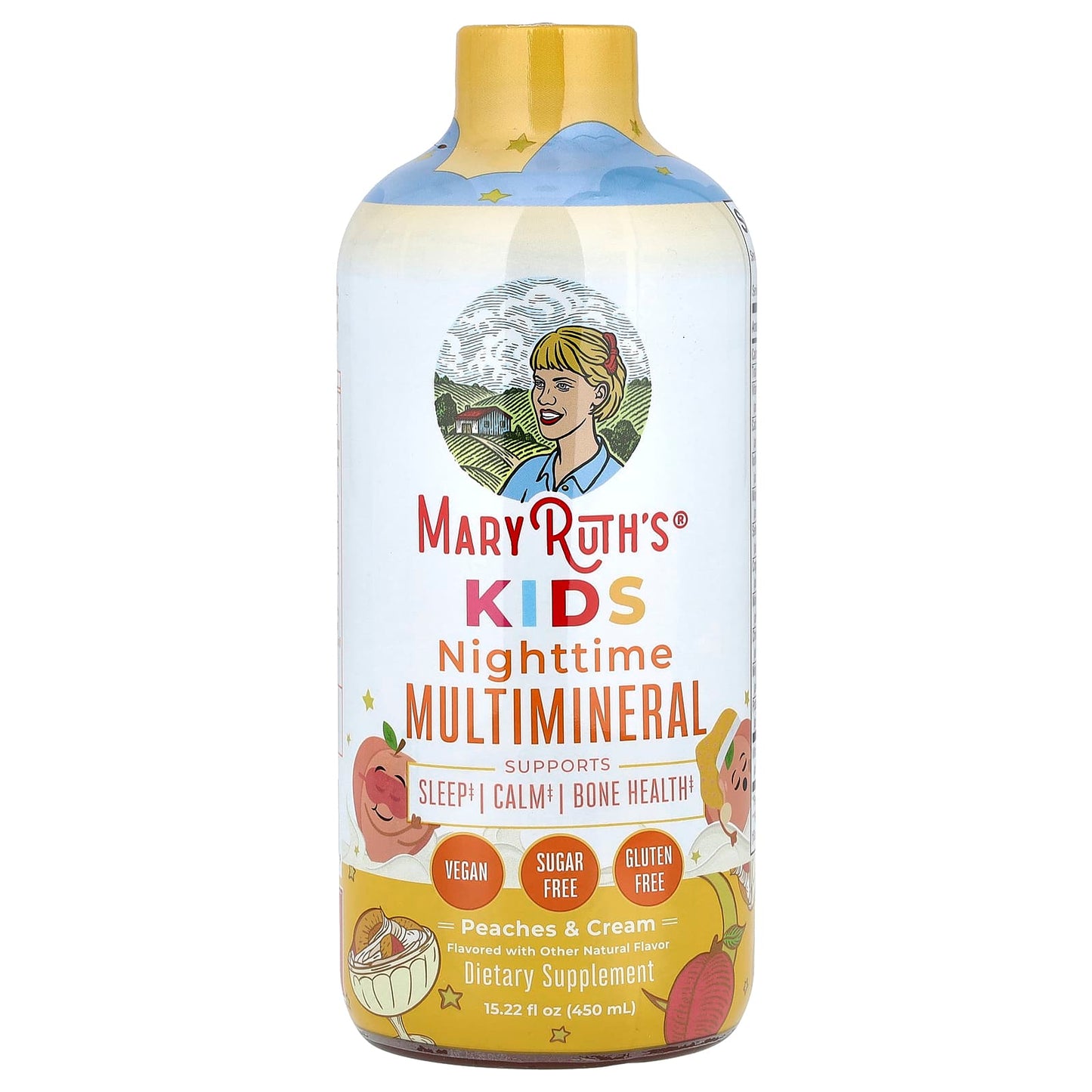 MaryRuth's, Kids Nighttime Multimineral, Peaches & Cream, 15.22 fl oz (450 ml) - Image 1