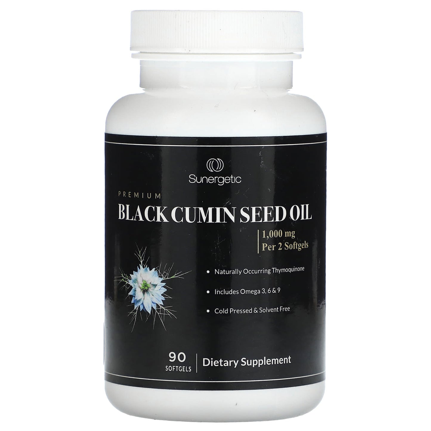 Sunergetic, Premium Black Cumin Seed Oil, 90 Softgels (500 mg per Softgel) - Image 1