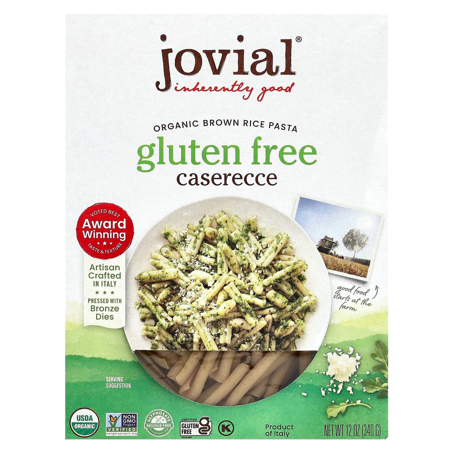 Jovial, Organic Brown Rice Pasta, Caserecce, 12 oz (340 g)