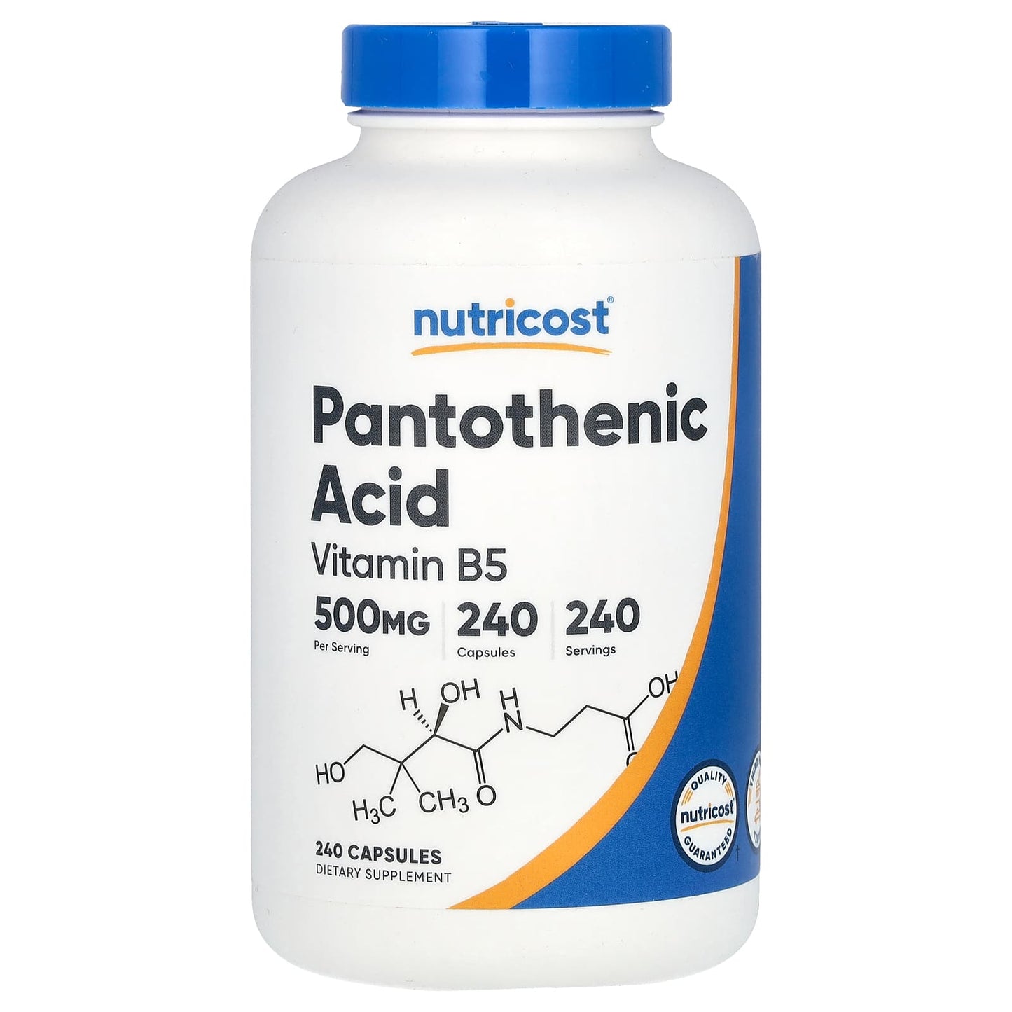Nutricost, Pantothenic Acid, 500 mg, 240 Capsules - Image 1
