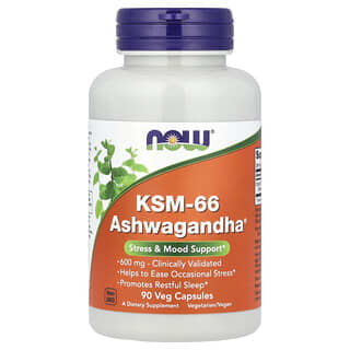 NOW Foods KSM-66 Ashwagandha Stress Relief Supplement 600mg 90 Capsules