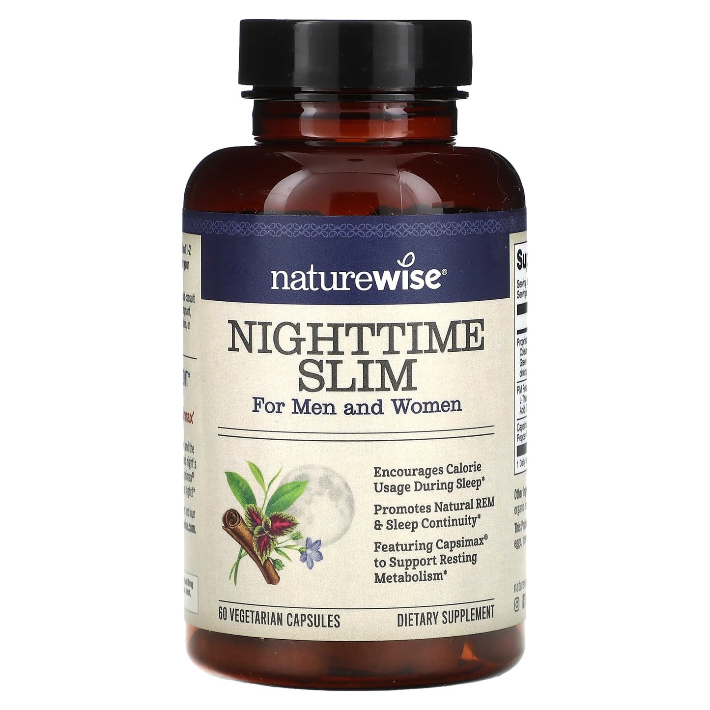 NatureWise, NightTime Slim, For Men and Women, 60 Vegetarian Capsules - Image 1