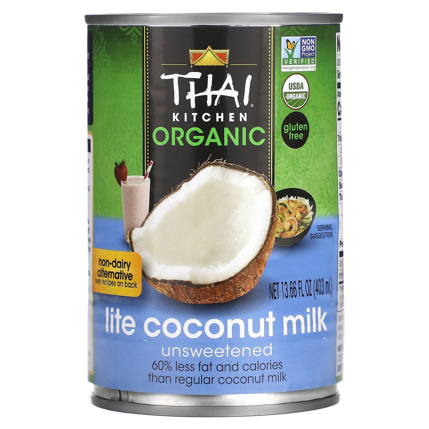 Thai Kitchen, Lite Coconut Milk, Unsweetened, 13.66 fl oz (403 ml) - Image 1