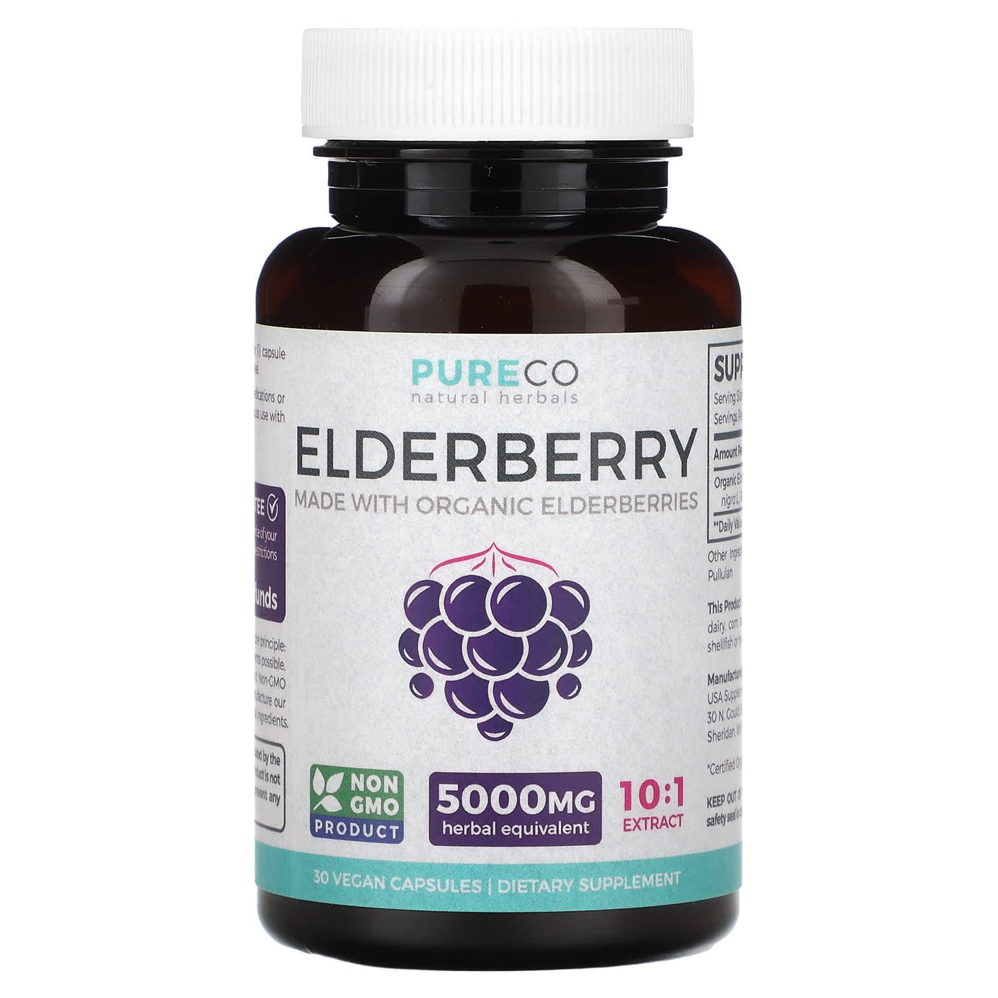 Pure Co., Elderberry, 5,000 mg, 30 Vegan Capsules - Image 1
