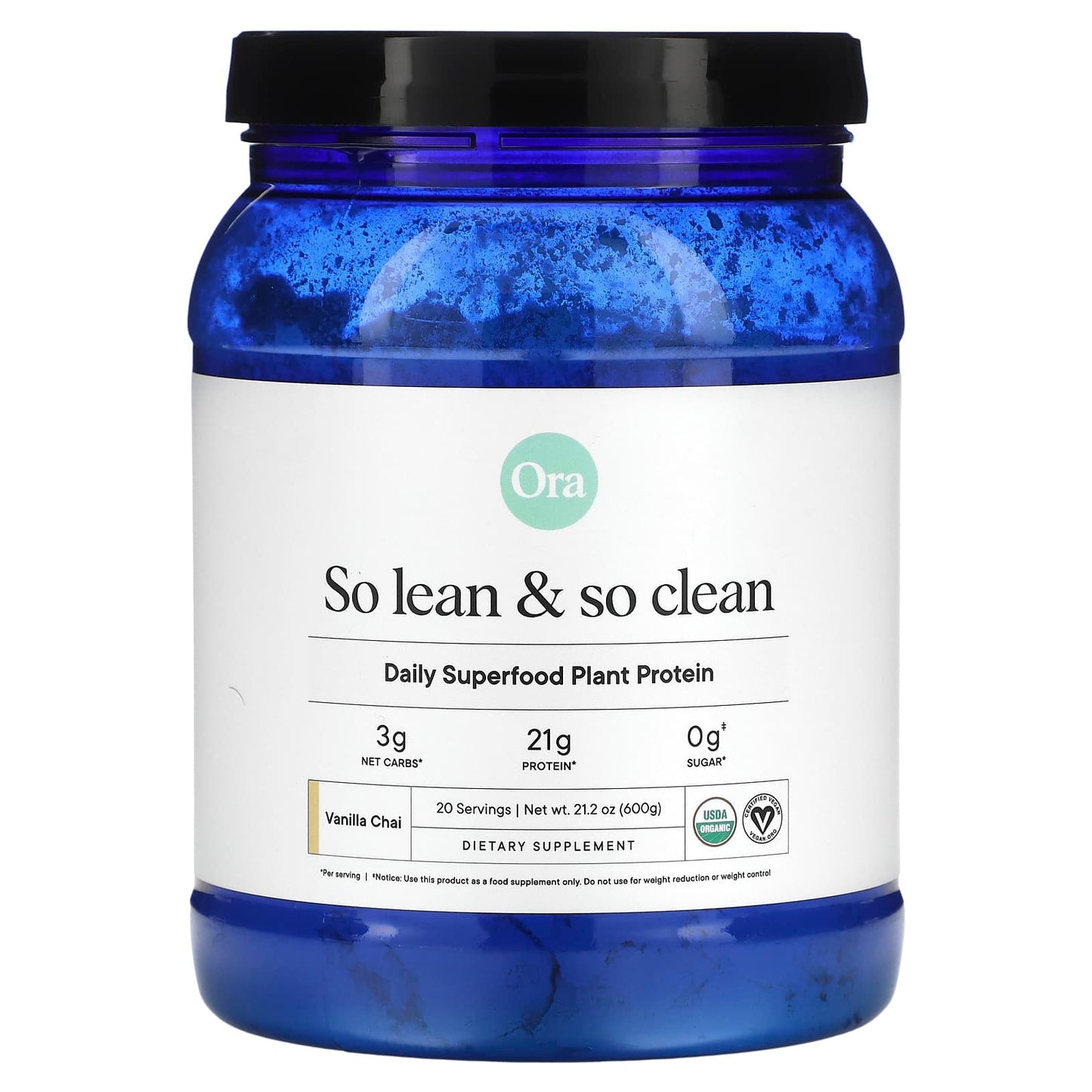 Ora, So Lean & So Clean, Daily Superfood Plant Protein, Vanilla Chai, 21.2 oz (600 g) - Image 1