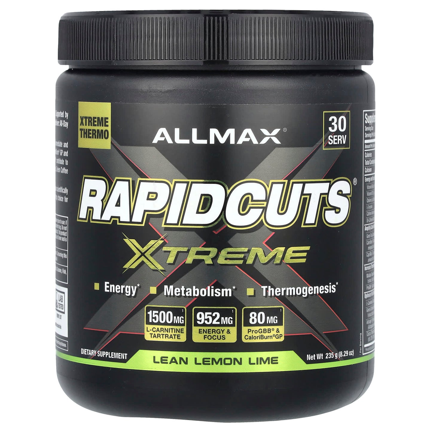 ALLMAX Rapidcuts Xtreme - Lean Lemon Lime, 8.29 oz (235 g) - Enhanced Fat Oxidation - Image 1