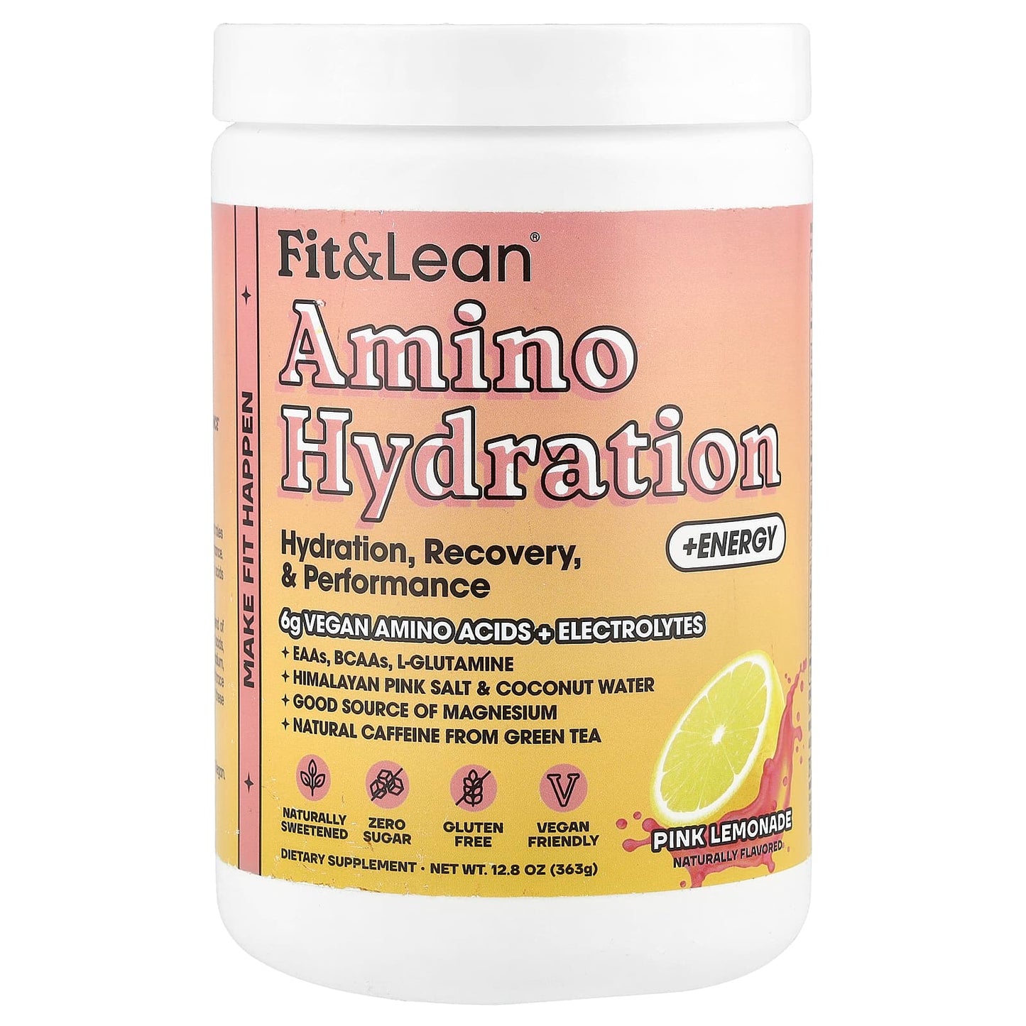 Fit & Lean Amino Hydration + Energy, Pink Lemonade, 12.8 oz (363g) - Image 1