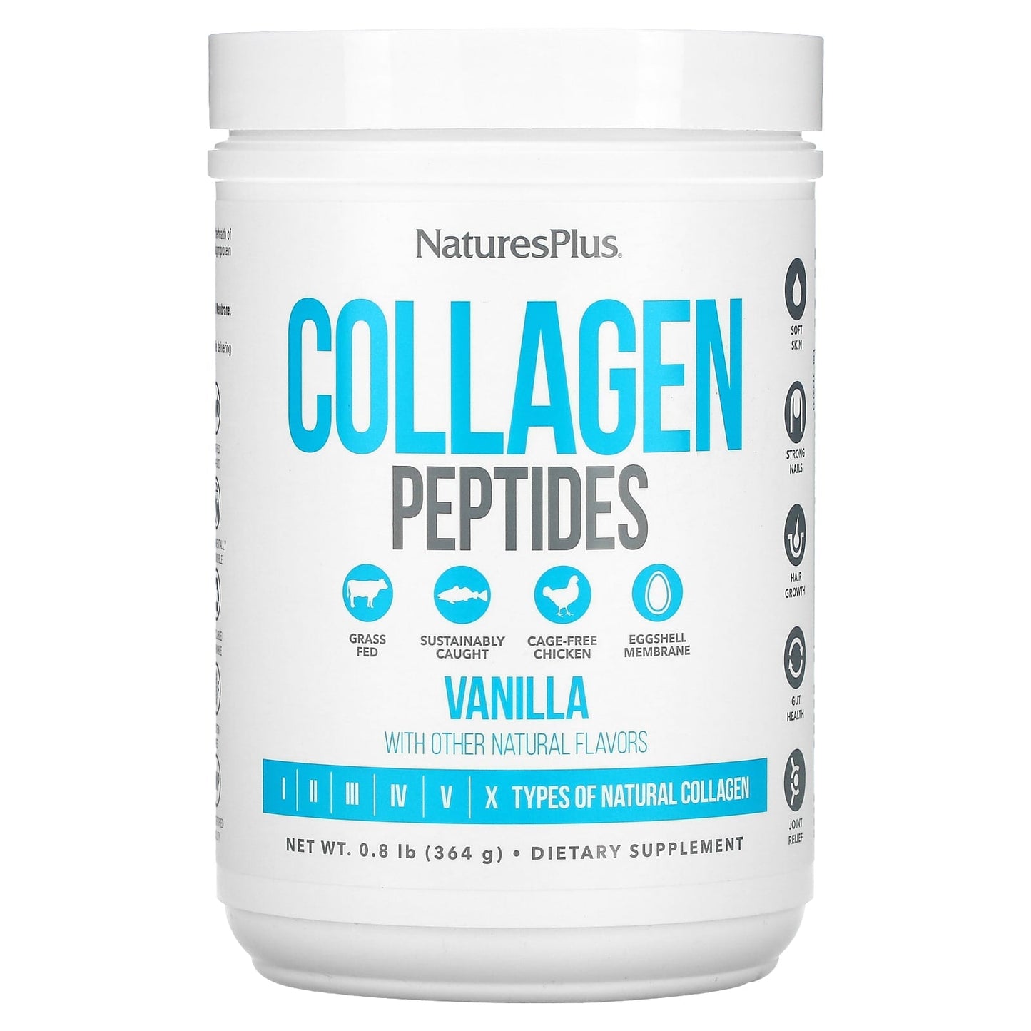 NaturesPlus, Collagen Peptides, Vanilla , 0.8 lb (364 g) - Image 1