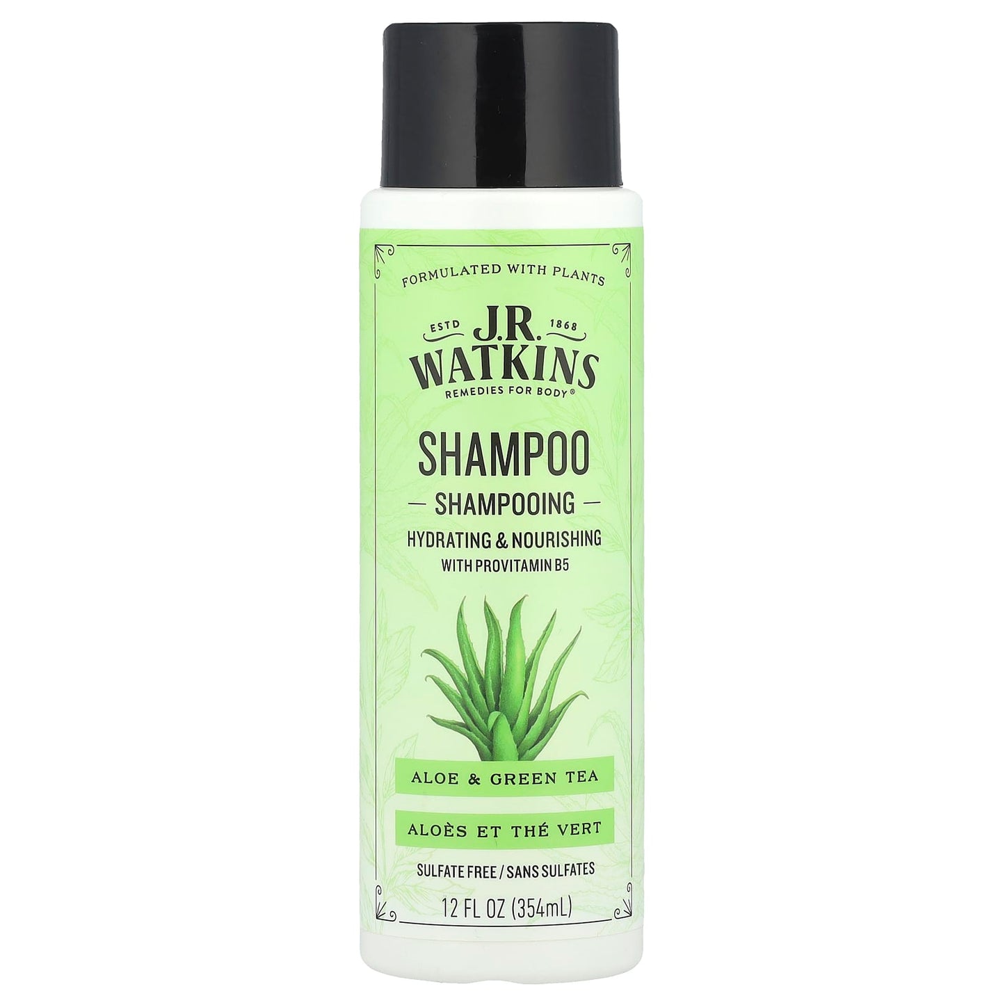 J.R. Watkins Aloe & Green Tea Shampoo 12oz - Sulfate Free & Cruelty Free - Image 1