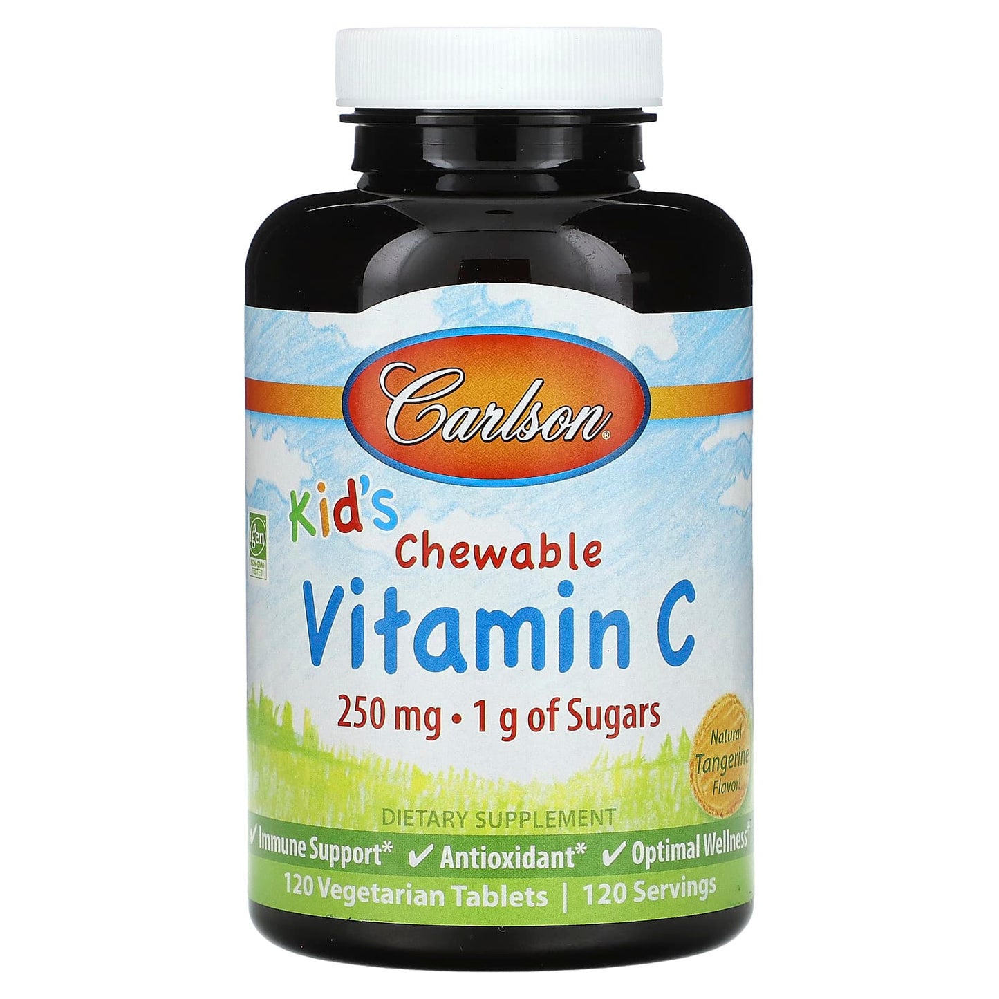 Carlson Kid's Chewable Vitamin C Natural Tangerine 250mg 120 Tablets - Image 1