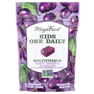 MegaFood Kids One Daily Multivitamin Soft Chews, Grape, 30 Count
