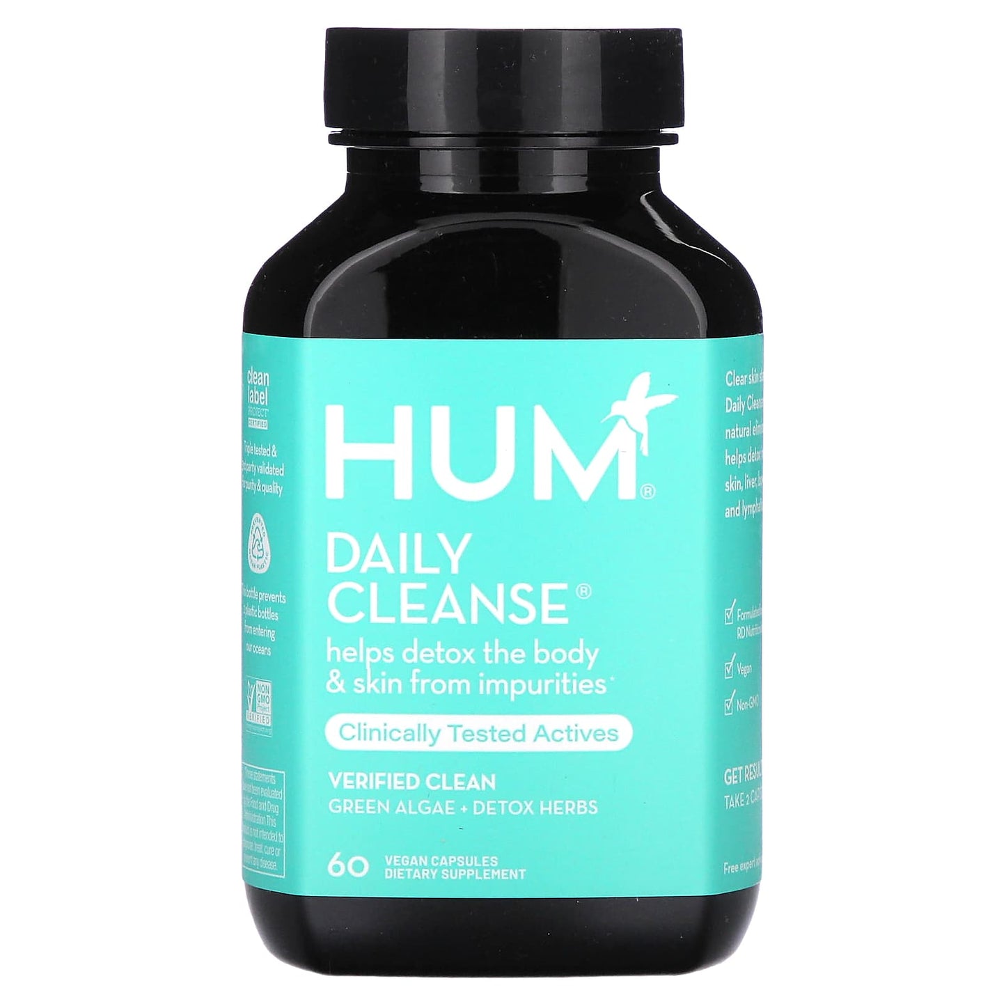 Detox Your Body & Skin with HUM Nutrition Daily Cleanse, 60 Vegan Capsules - Image 1