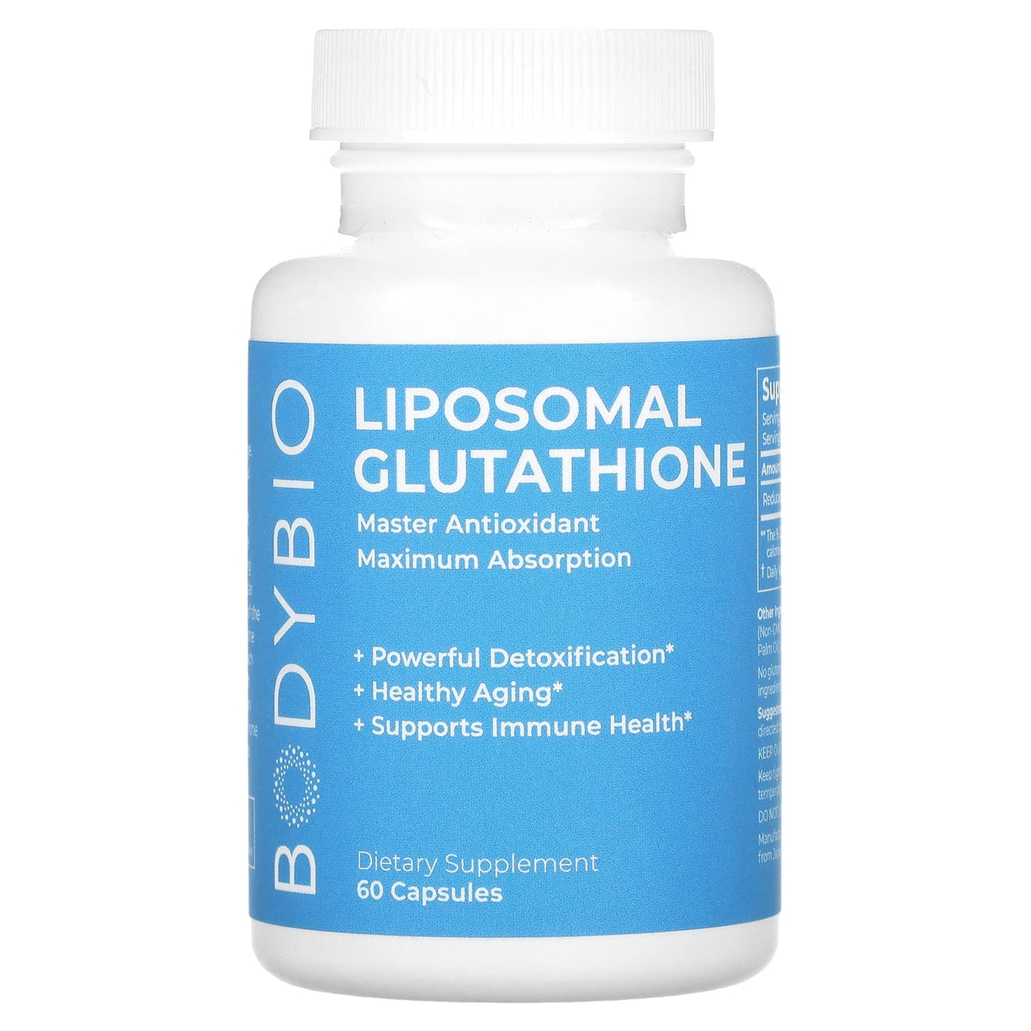 Boost Your Health with BodyBio Liposomal Glutathione 250mg, 60 Capsules - Image 1