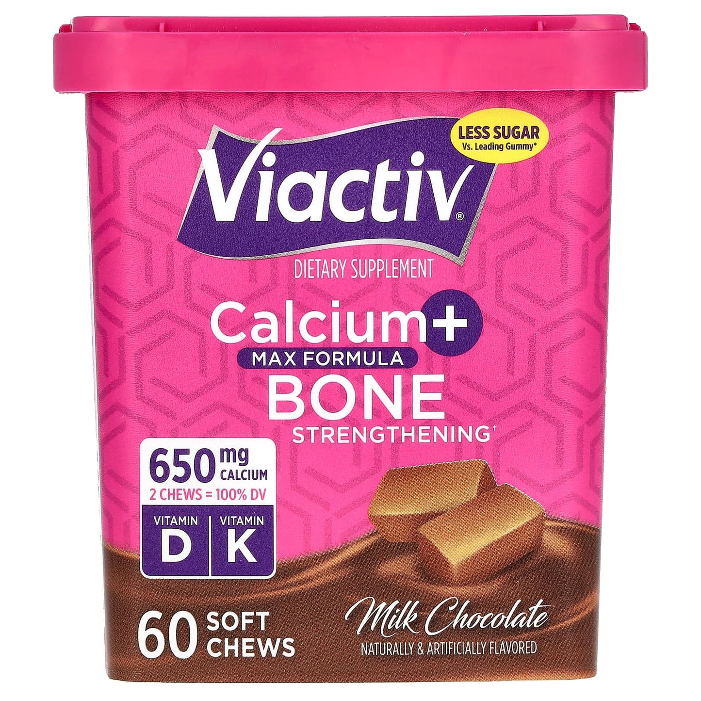 Viactiv, Calcium + Bone Strengthening, Max Formula, Milk Chocolate, 60 Soft Chews - Image 1