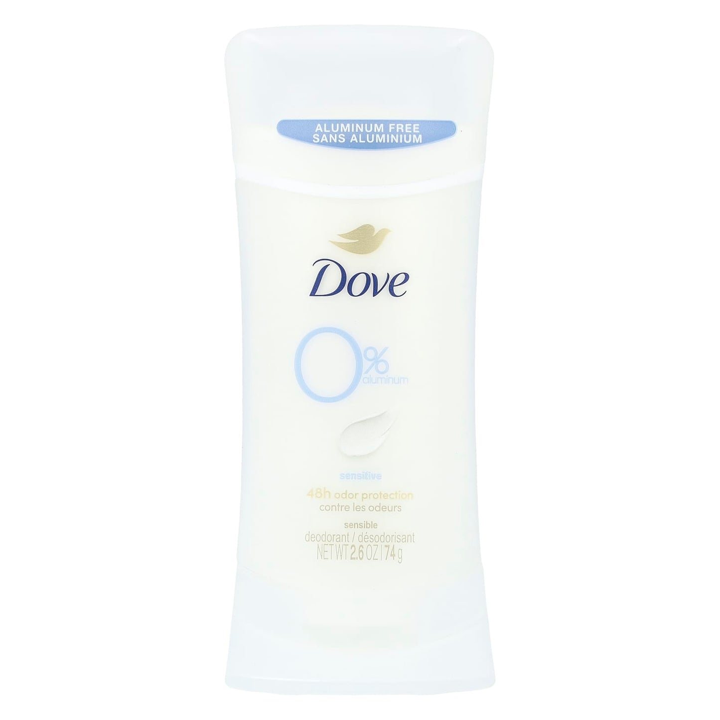 Dove Aluminum-Free Sensitive Deodorant, 48H Protection, Vegan, 2.6 oz - Image 1