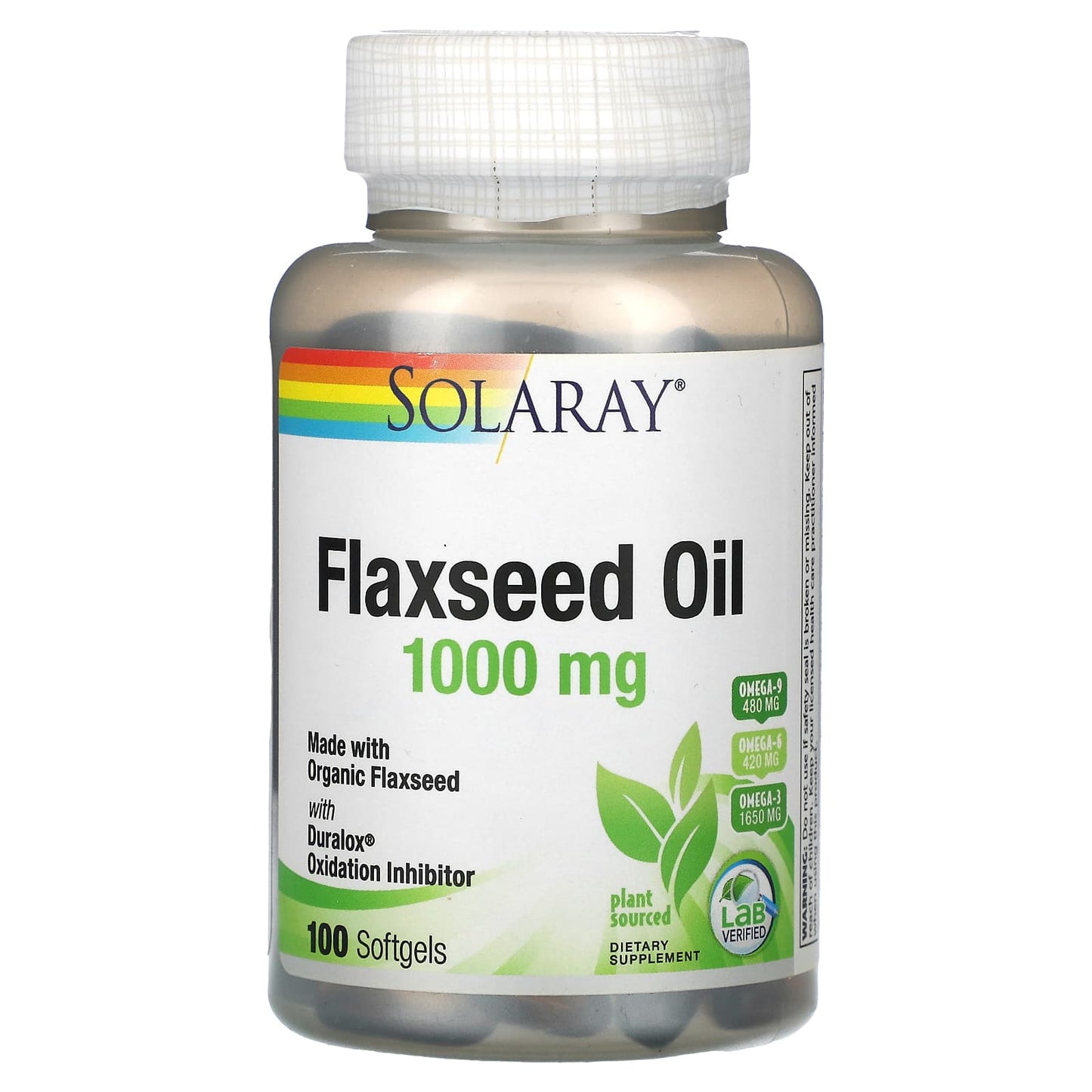 Solaray, Flaxseed Oil, 100 Softgels (333 mg per Softgel) - Image 1