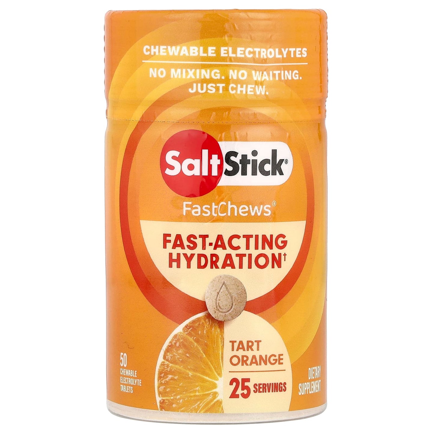 SaltStick, FastChews®, Chewable Electrolytes, Tart Orange, 50 Chewable Tablets - Image 1