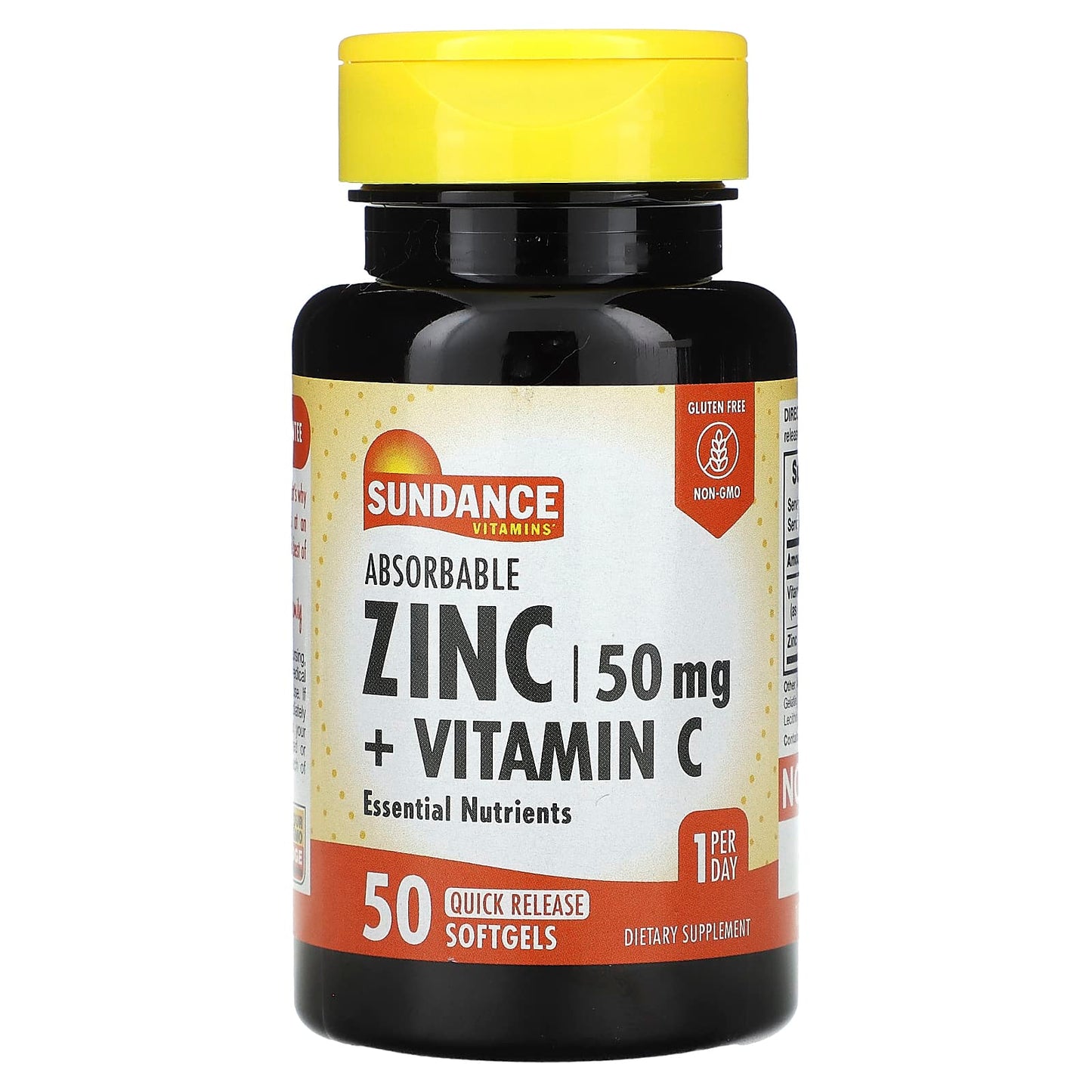 Sundance Vitamins, Absorbable Zinc + Vitamin C, 50 Quick Release Softgels - Image 1