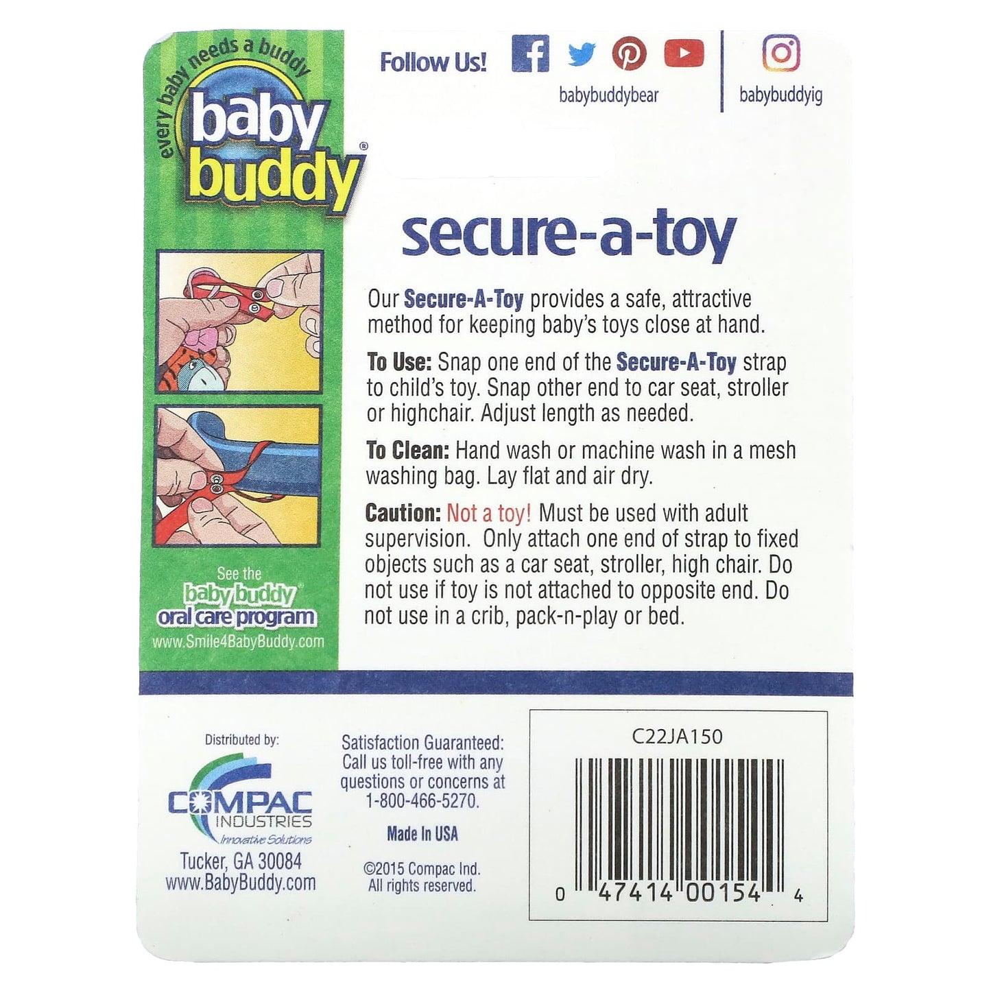 Baby Buddy Secure-A-Toy, Safe & Easy Car Seat Toy Attachments - Image 2