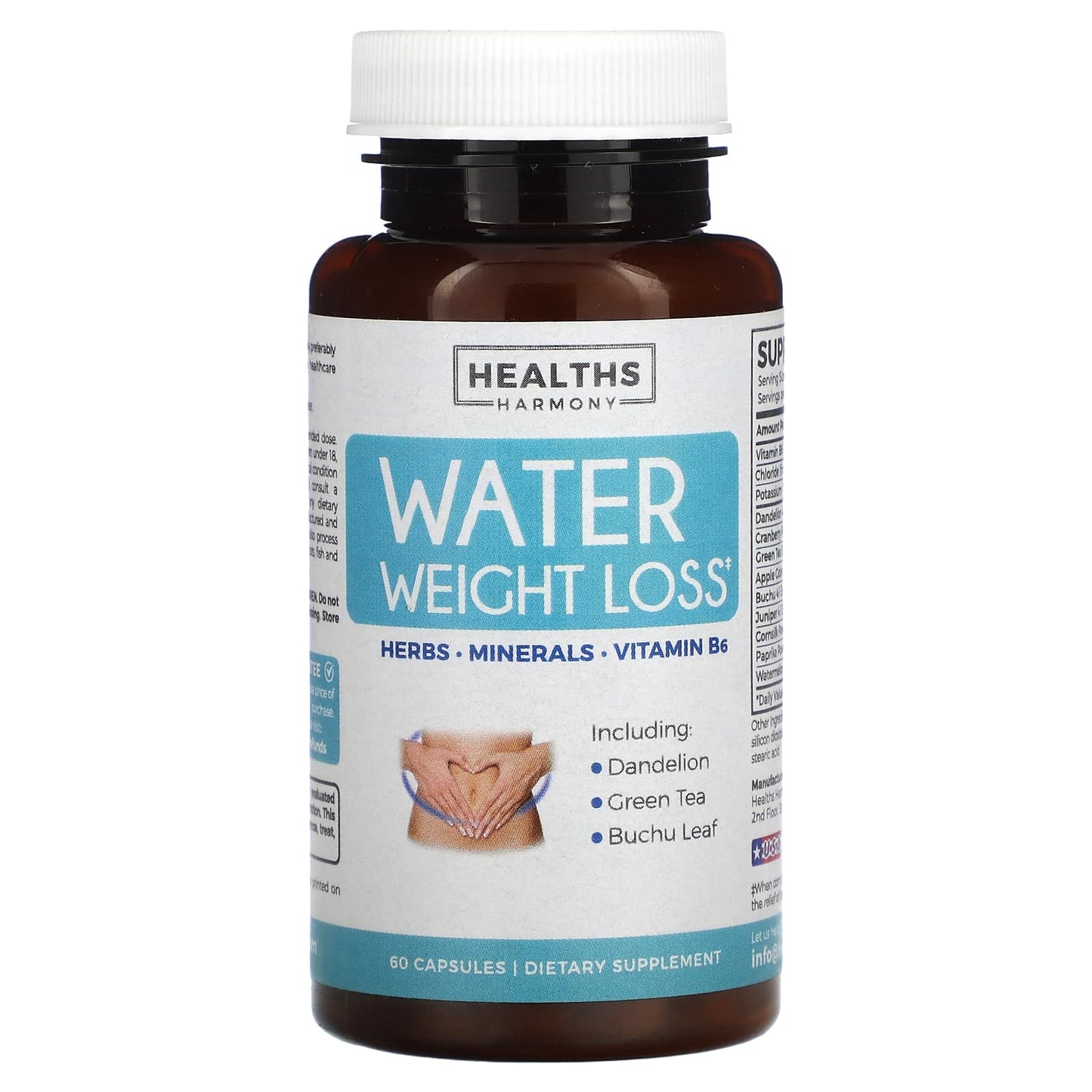 Water Weight Loss Supplement by Healths Harmony - 60 Capsules - Image 1