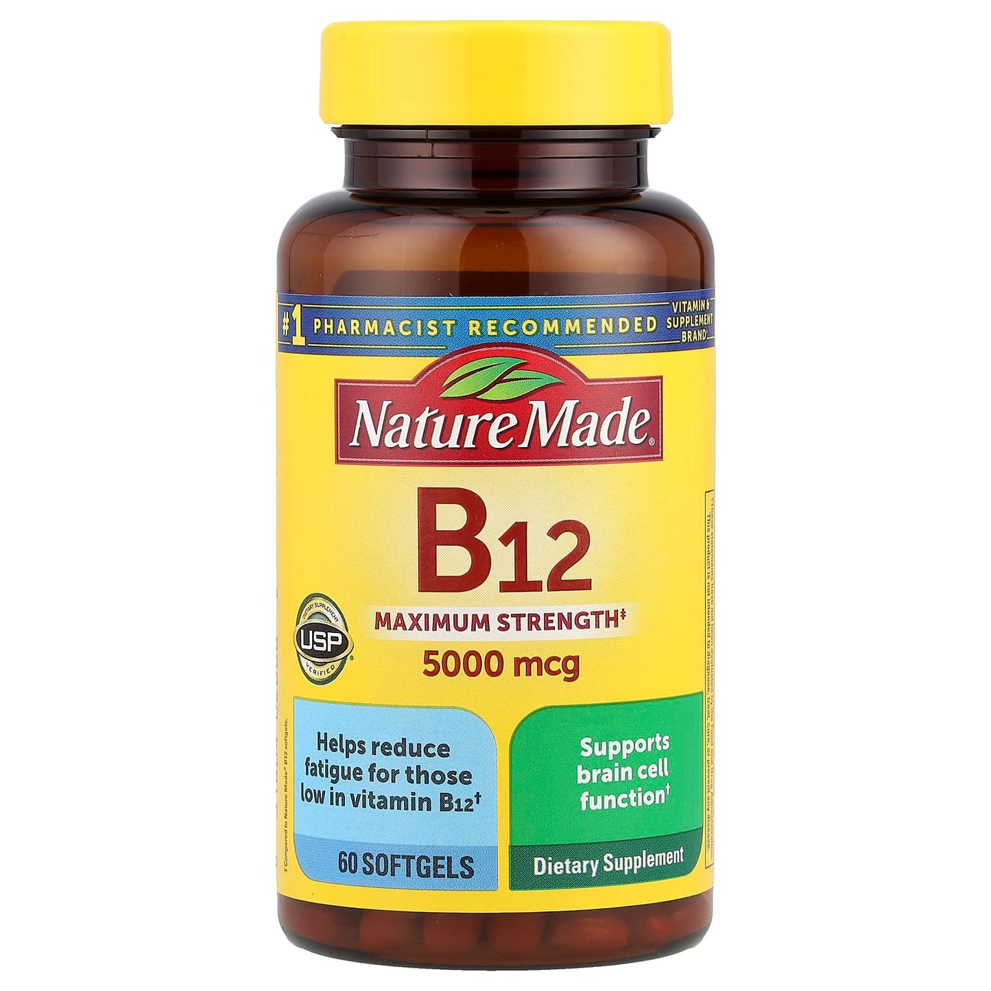 Nature Made, Vitamin B12, Maximum Strength, 5,000 mcg, 60 Softgels - Image 1