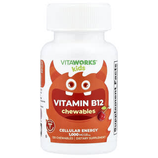 VitaWorks Kids Vitamin B12 Cherry Chewables - Natural Energy Boost