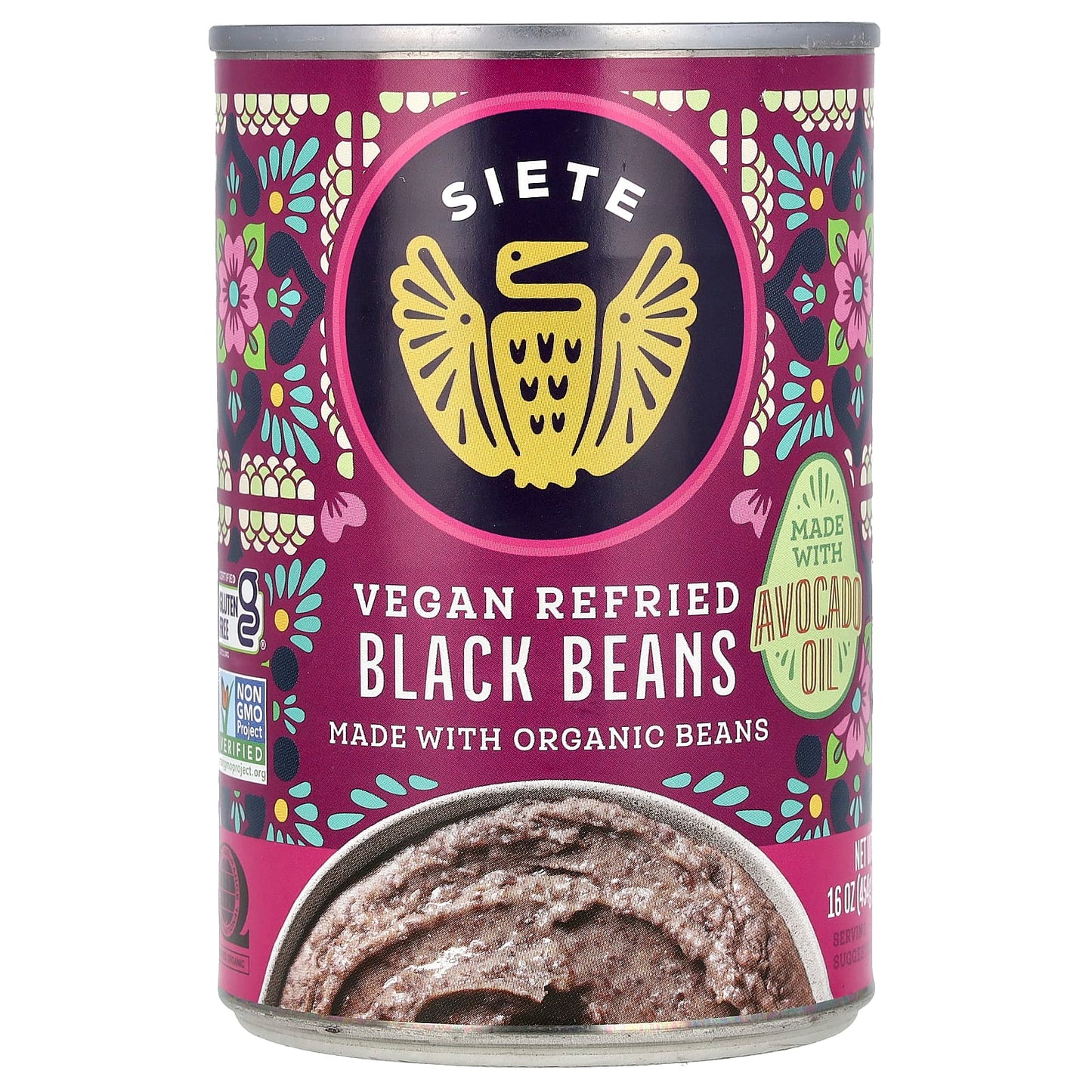 Siete, Vegan Refried Black Beans, 16 oz (454 g) - Image 1