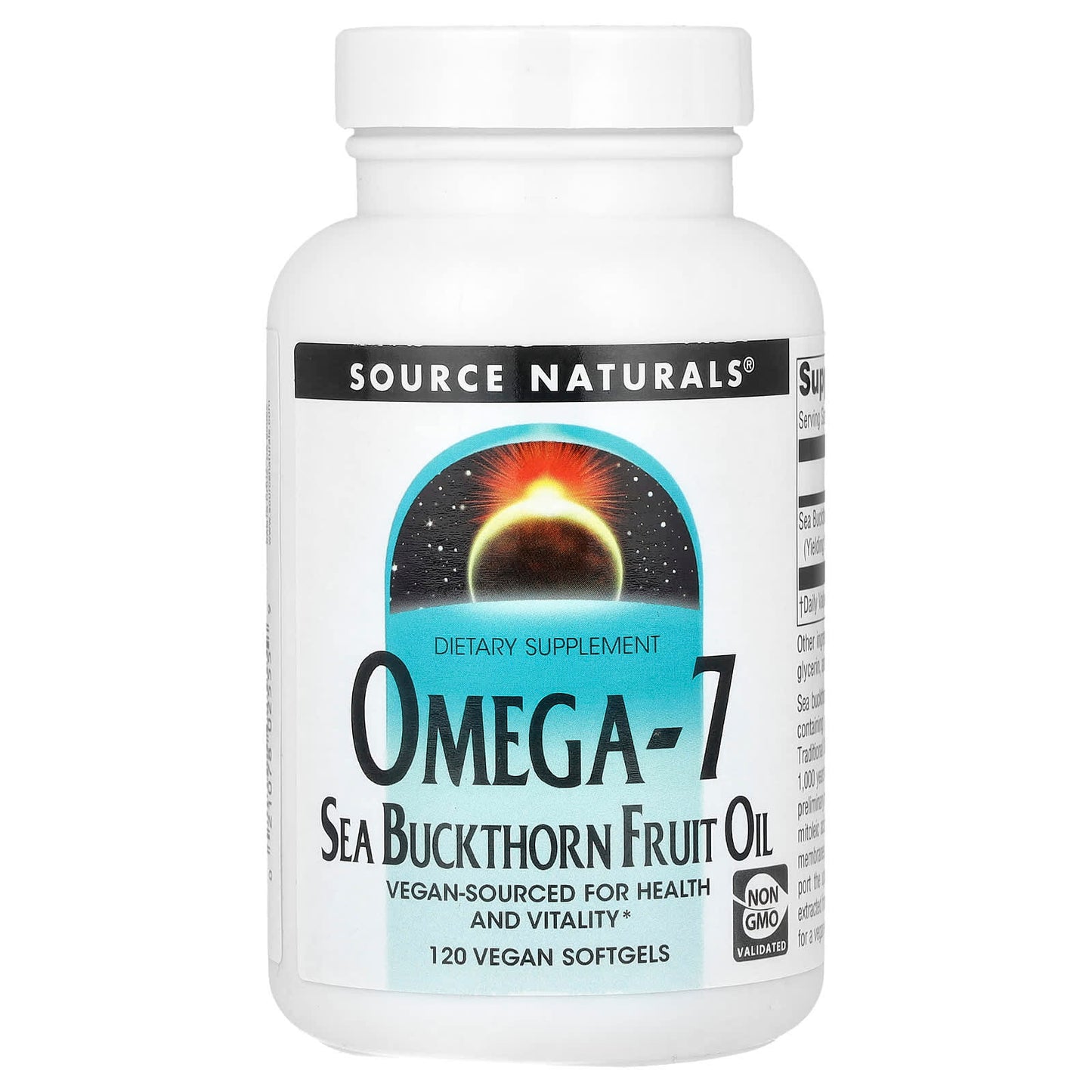 Source Naturals, Omega-7, Sea Buckthorn Fruit Oil, 500 mg, 120 Vegan Softgels - Image 1
