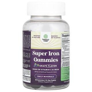 Nature's Craft Super Iron Gummies - Grape, 30 Count - Boost Energy, Mood & Iron
