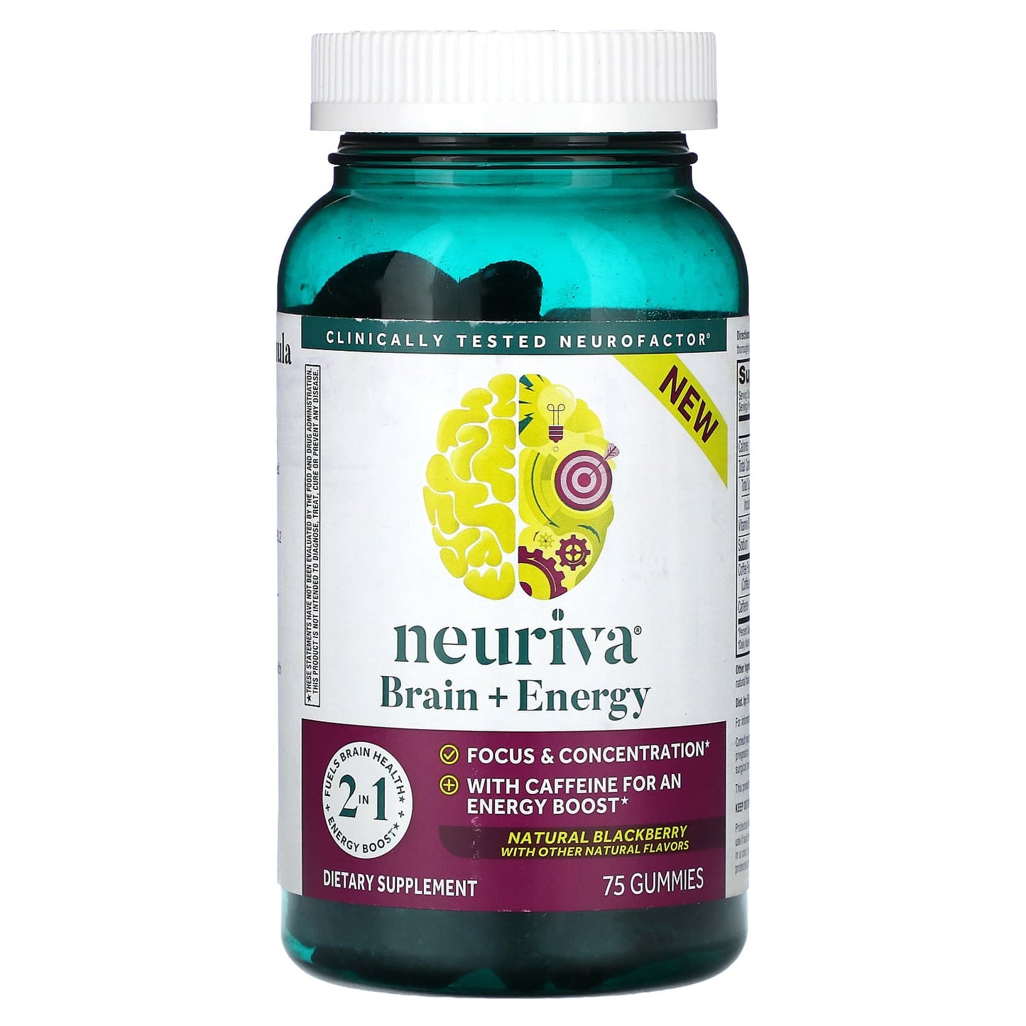 Schiff, Neuriva, Brain + Energy, Natural Blackberry, 75 Gummies - Image 1