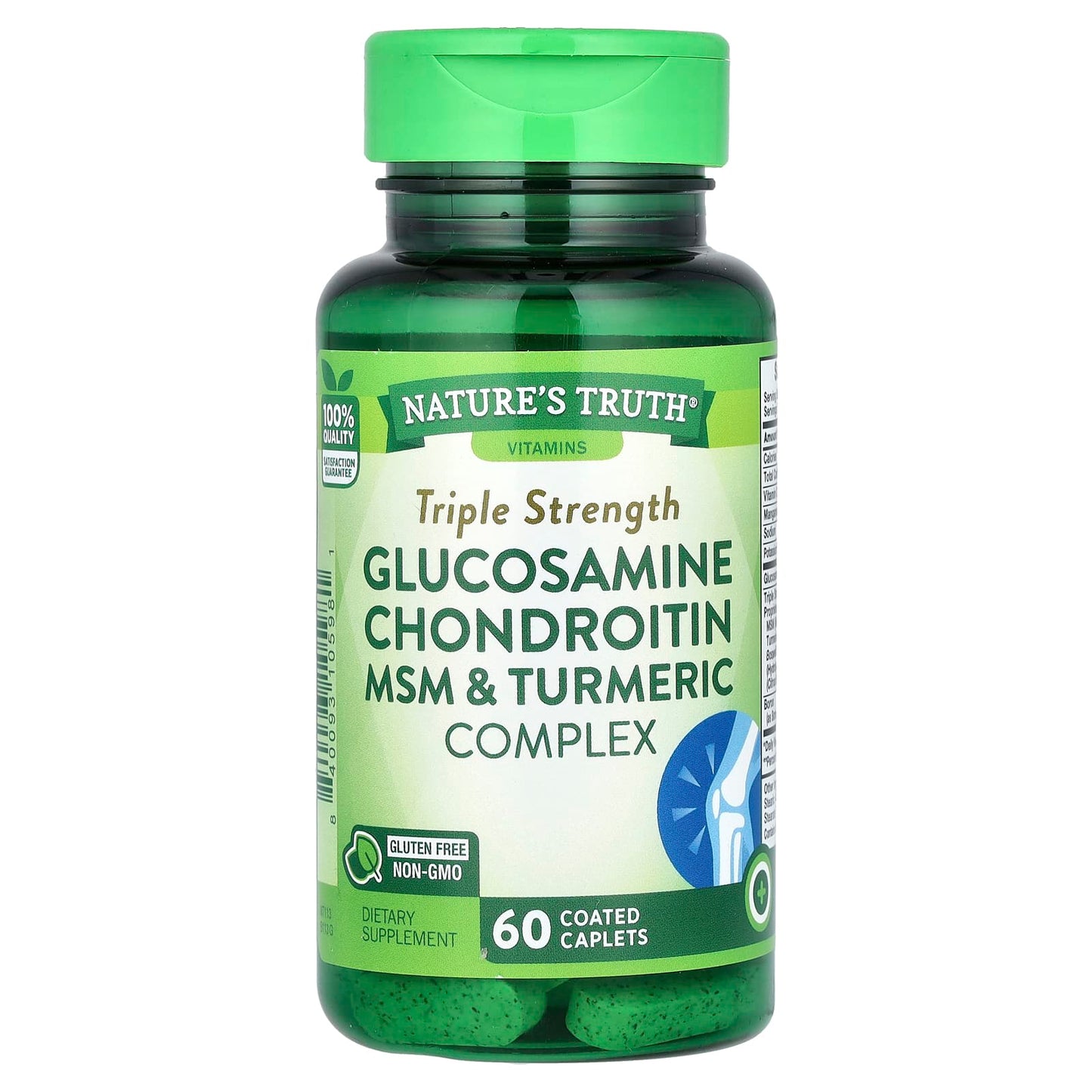 Nature's Truth, Triple Strength Glucosamine Chondroitin MSM & Turmeric Complex, 60 Coated Caplets - Image 1