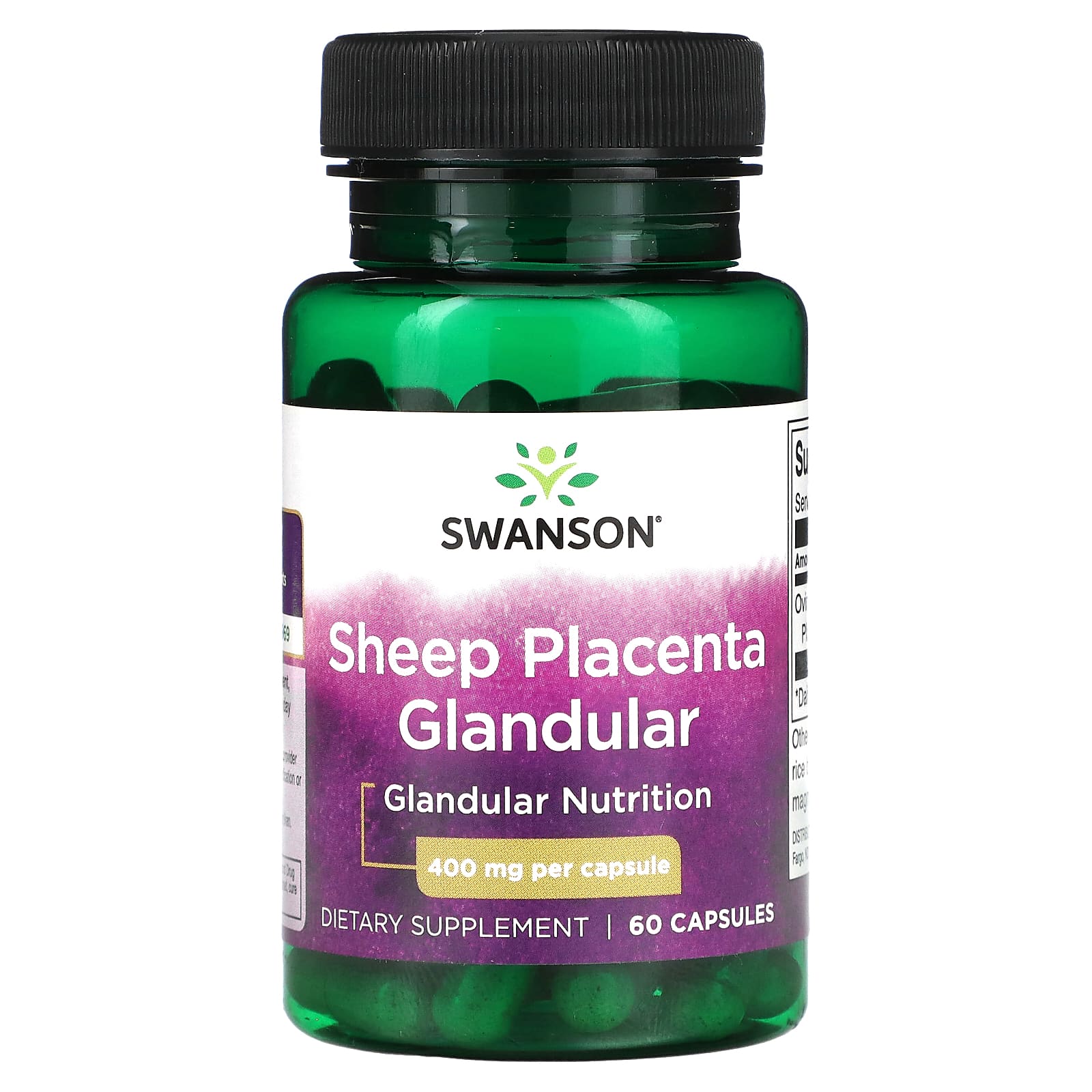 Swanson, Sheep Placenta Glandular, 400 mg, 60 Capsules - Image 1