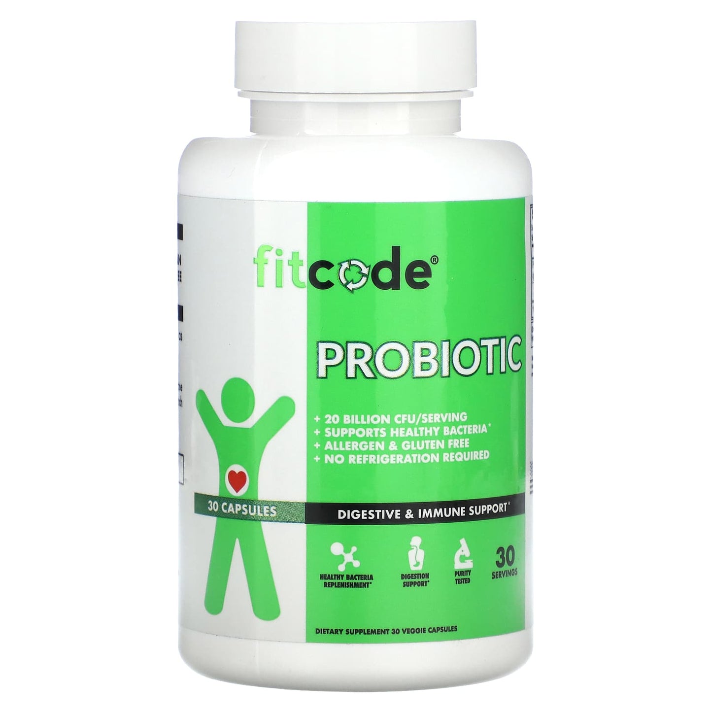 Support Healthy Gut Bacteria with Fitcode Probiotics - 30 Capsules - Image 1