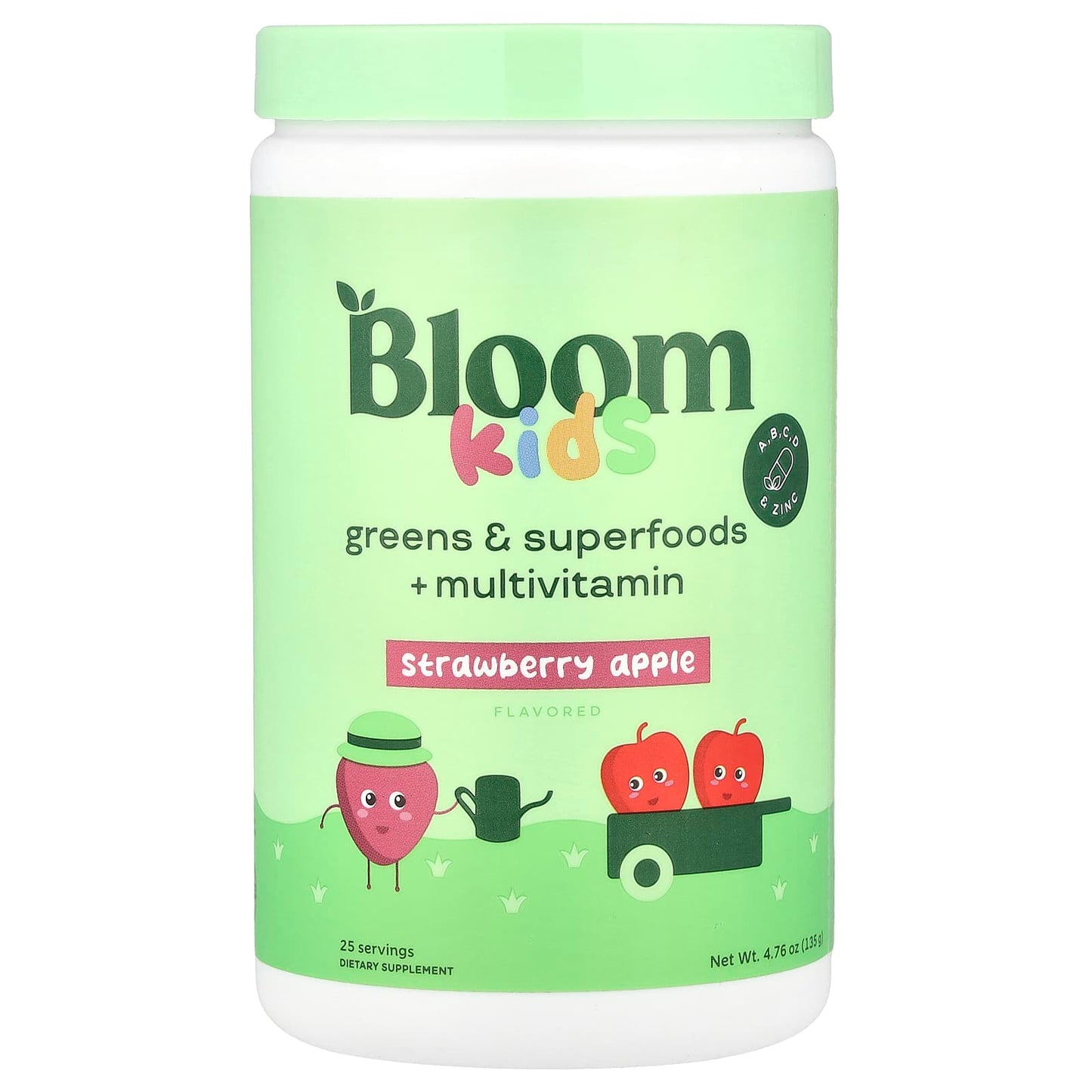 Bloom Kids Greens & Superfoods Multivitamin, Strawberry Apple Flavor - Image 1