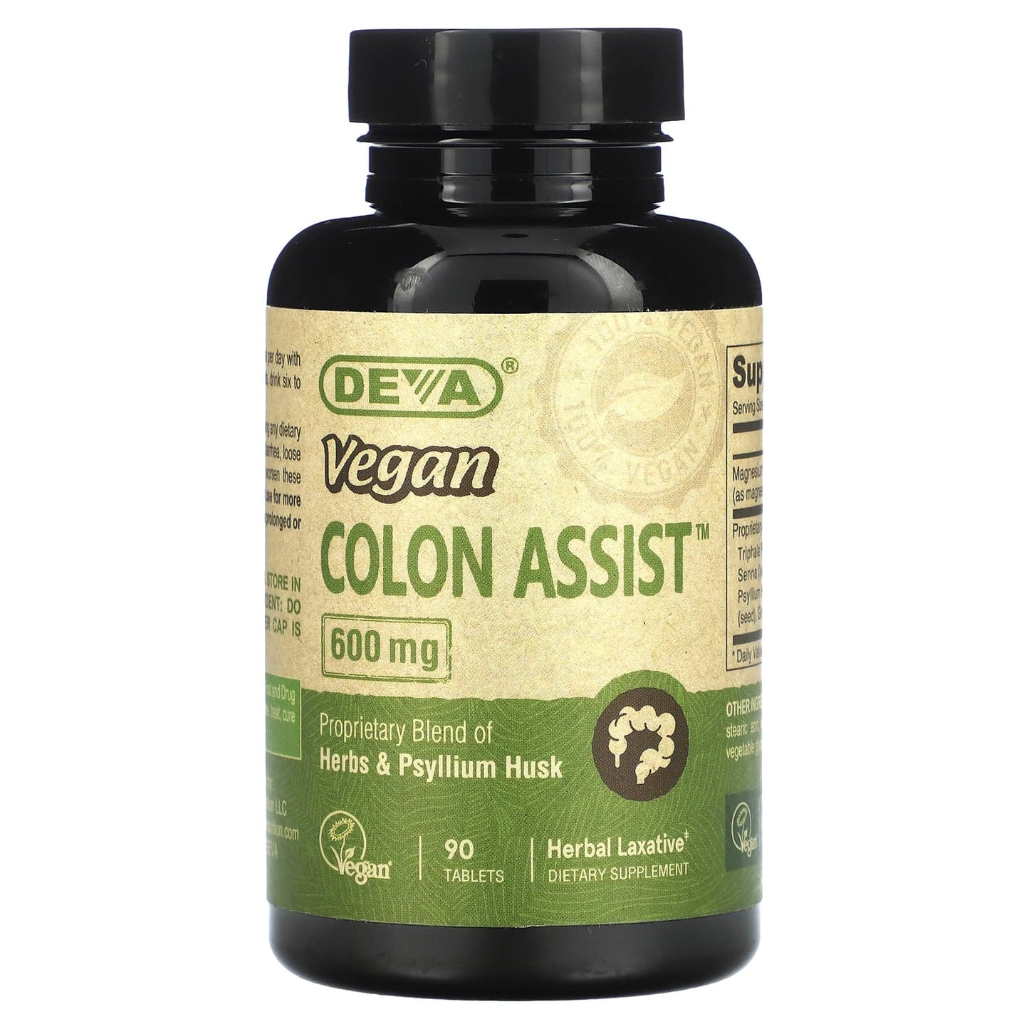 Deva Vegan Colon Assist with Psyllium Husk, 100% Vegetarian, 90 Tablets - Image 1