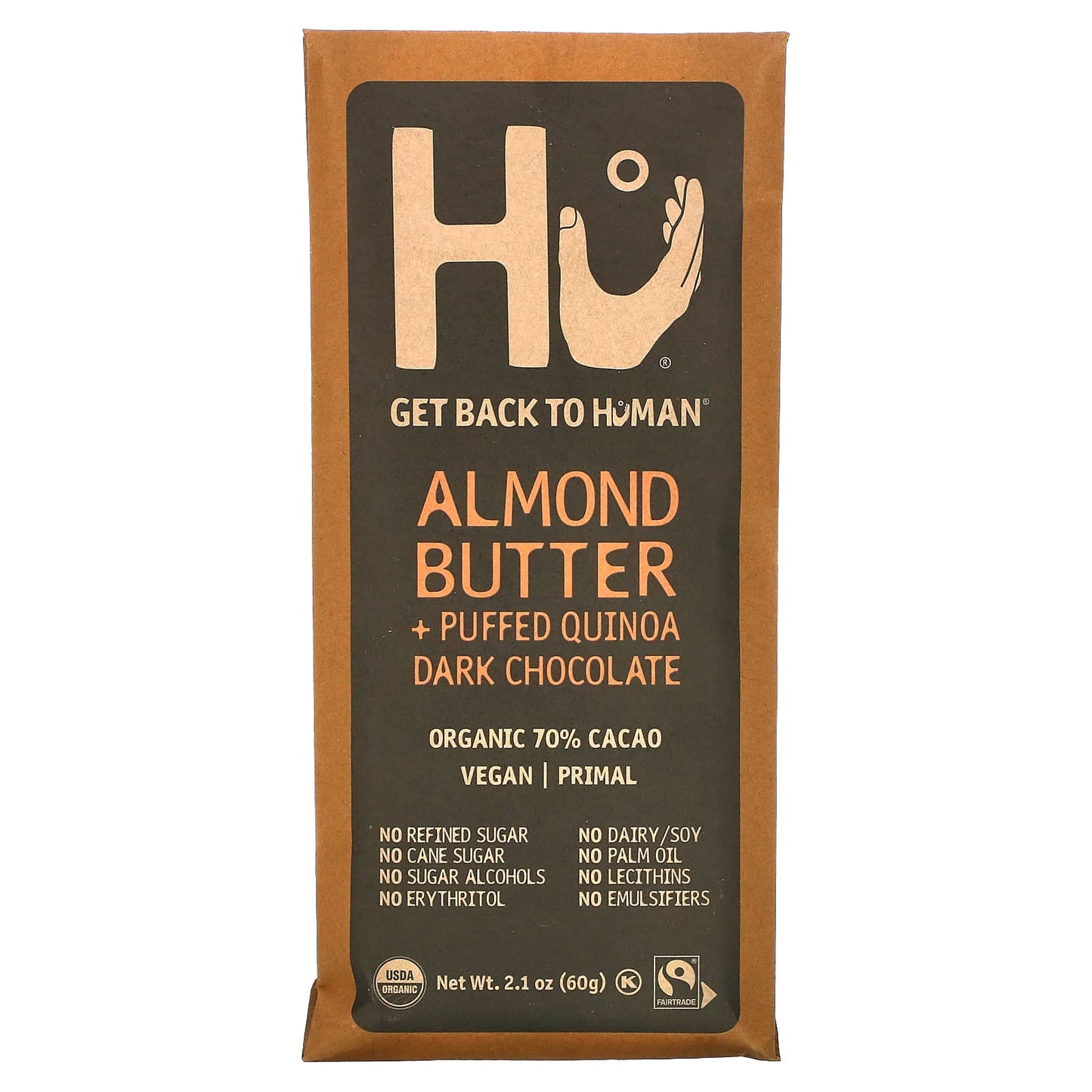 Dark Chocolate, Almond Butter & Puffed Quinoa Bites by Hu, 2.1 oz, Vegan & Kosher - Image 1