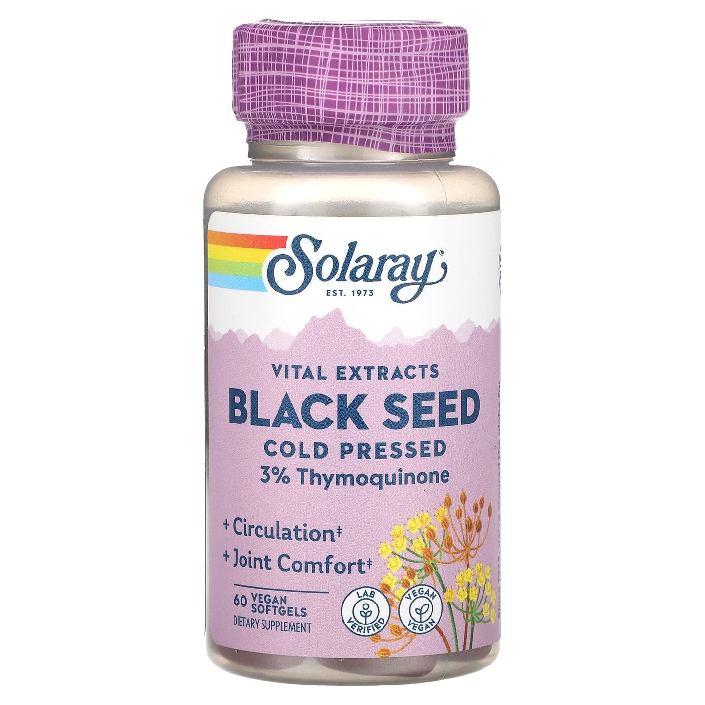 Solaray, Vital Extracts, Black Seed, Cold Pressed, 60 Vegan Softgels - Image 1