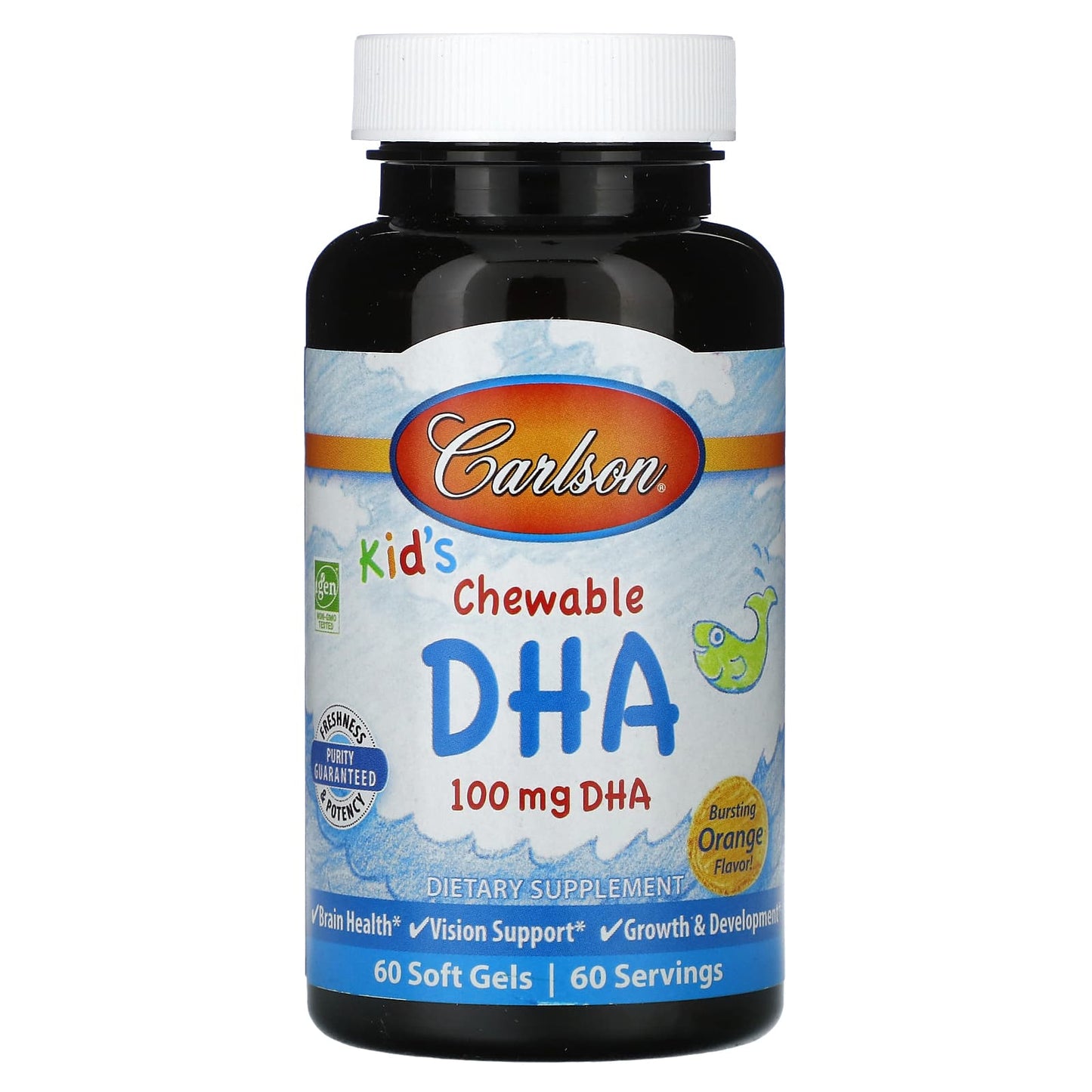 Carlson Kid's Chewable DHA 100mg Orange Soft Gels - Brain Health & Vision - Image 1