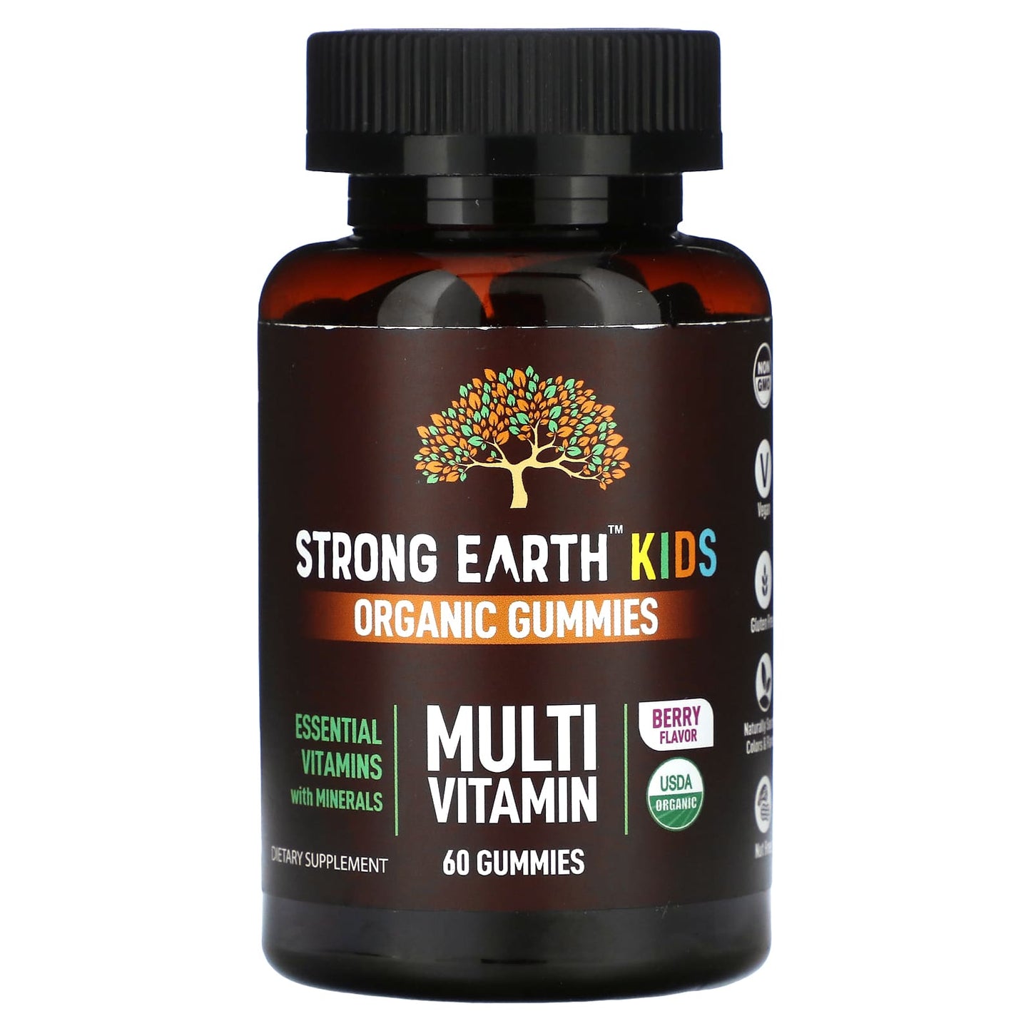 YumVs, Strong Earth Kids Organic Gummies, Multi Vitamin, Berry, 60 Gummies - Image 1