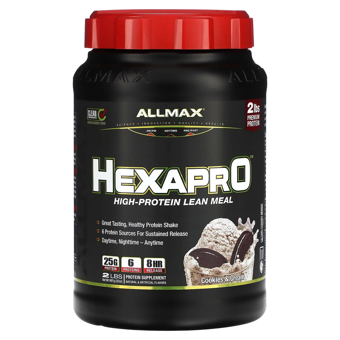 ALLMAX Hexapro High-Protein Lean Meal, Cookies & Cream, 2 lbs - Image 1